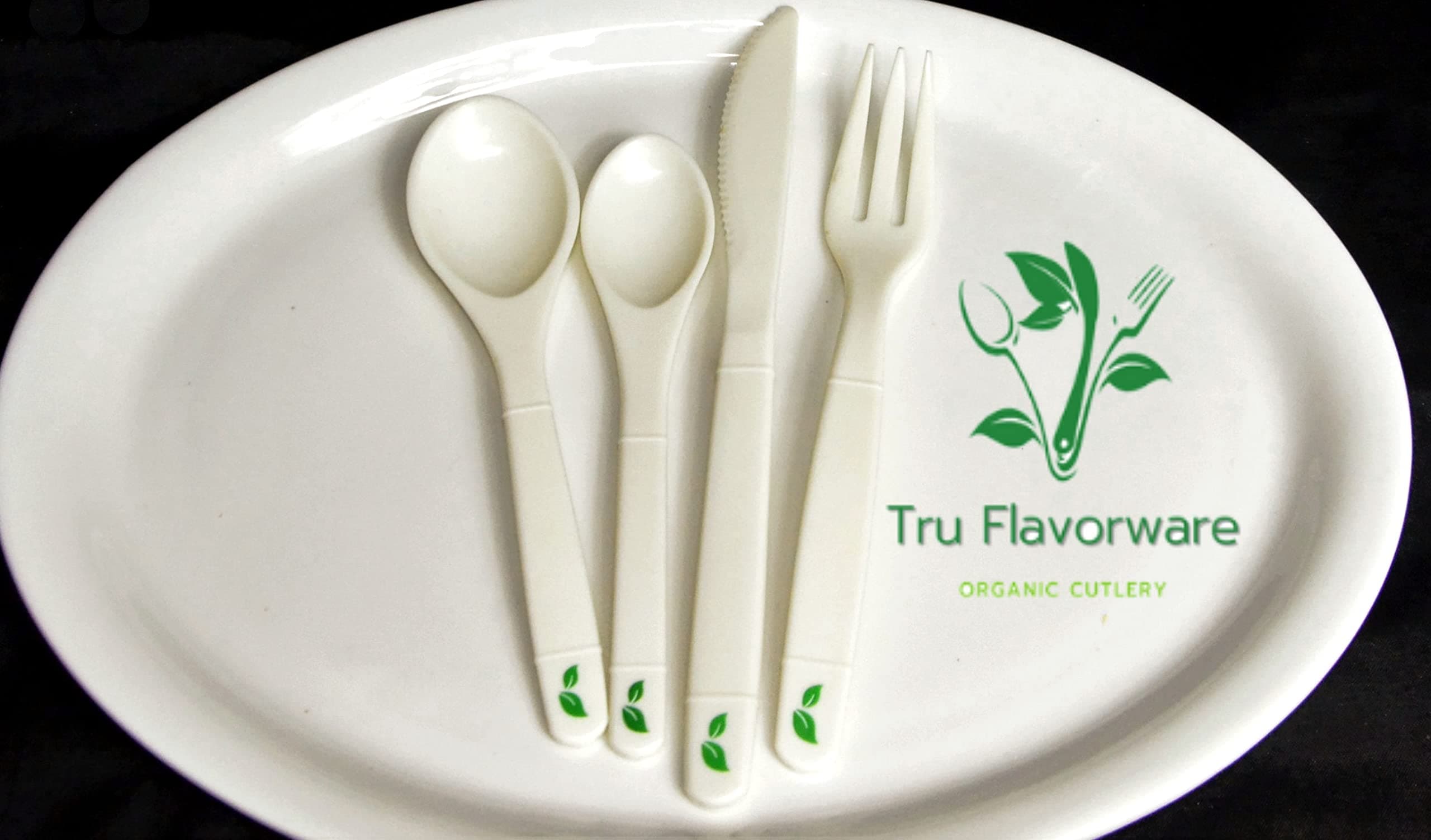 (~Totally NOT porous Bamboo!) 4-Piece place setting, Non-toxic, Non-metallic, 100% Taste-free, Eco-friendly, Organic Flatware cutlery utensils. Proudly MADE IN USA