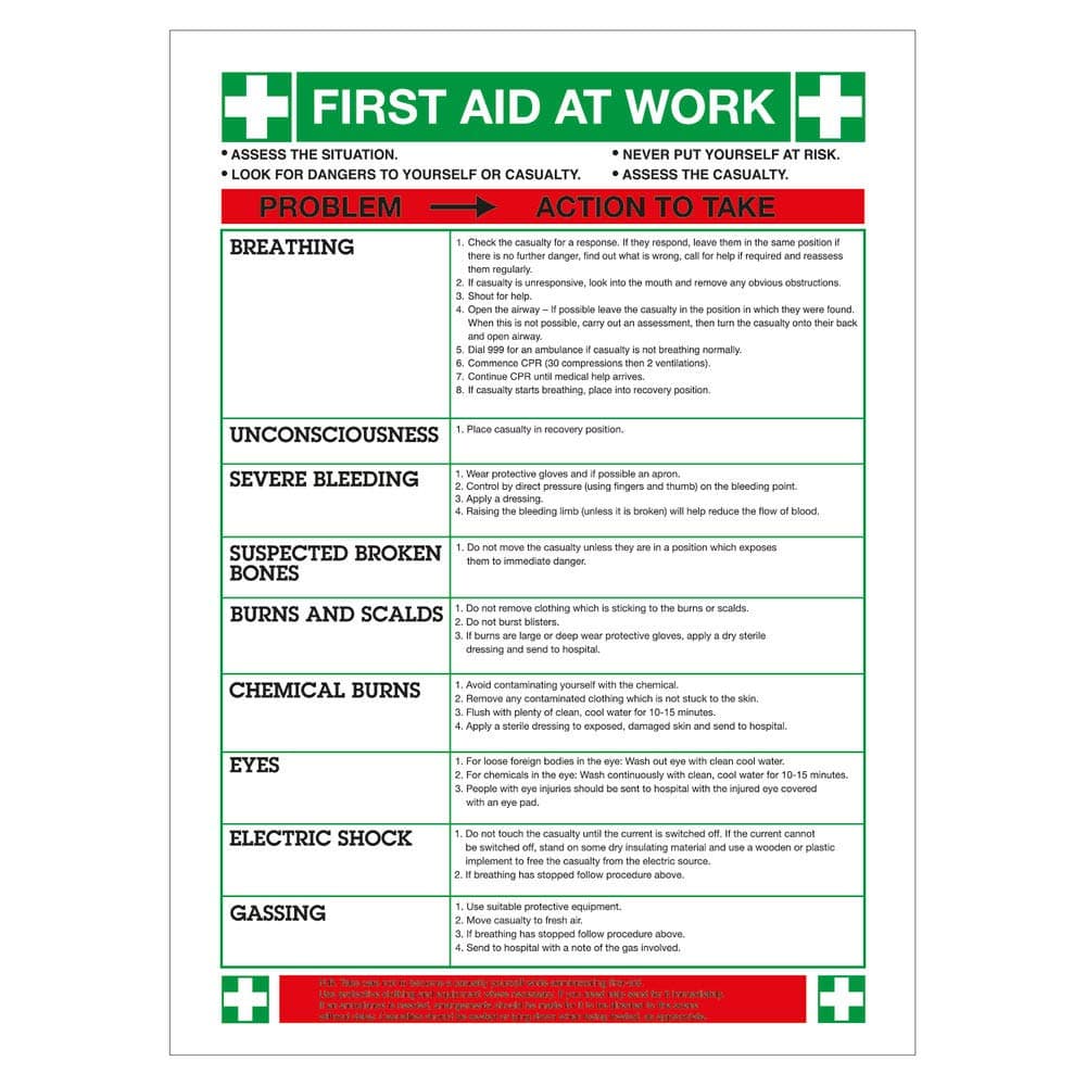 SIGNS & LABELS WC61 Safety Sign, First Aid At Work