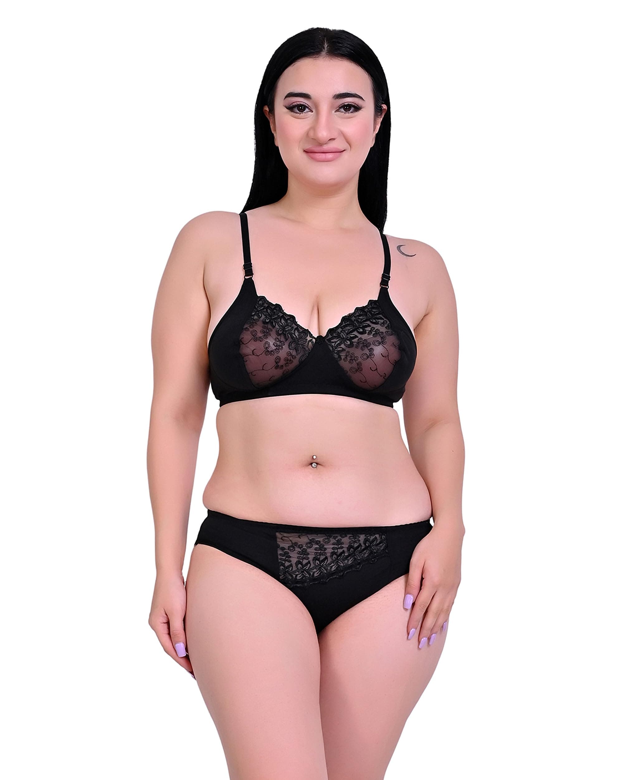 Piylu Women Lingerie Set Full Coverage Non-Padded Bra Panty Set Sexy Bra Panty Set Women