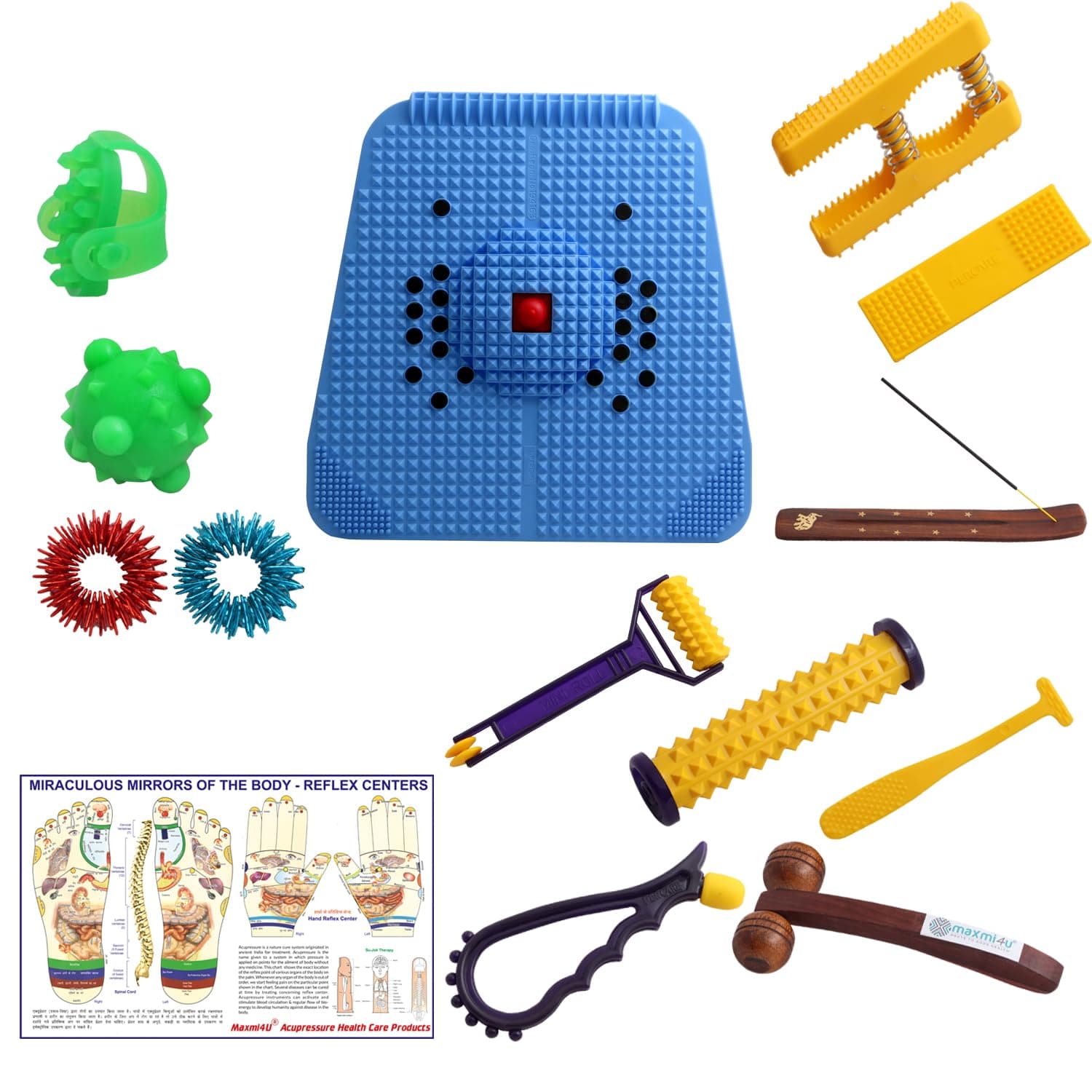 Acupressure Mat - Powermat 2000 with Pyramids and Magnets, Foot Massage n Total Health Care Acupressure Products(Blue)