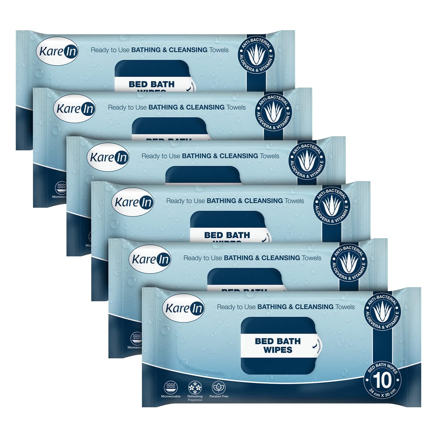 Adult Wet Wipes, 60 Wipes, Pack of 6, Anti Bacterial, Ready To Use Cleansing Towels, Refreshing Sponge Bath Towel, For Men & Women