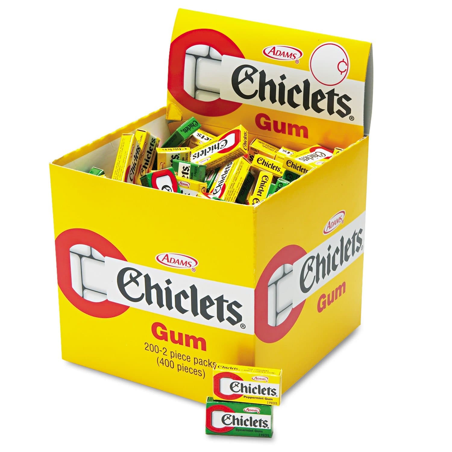 CADBURY ADAMS™ Chewing Gum, Peppermint or Spearmint, 2 Pieces/Pack, 200 Pks/Box
