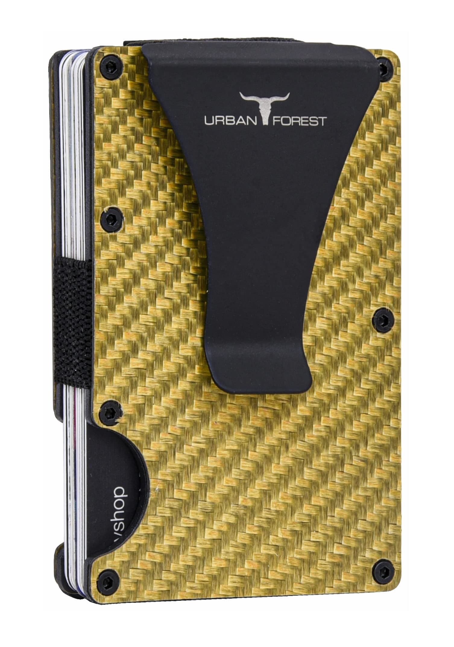 URBAN FOREST Leather Asher Gold Metal Card Holder For Men & Women