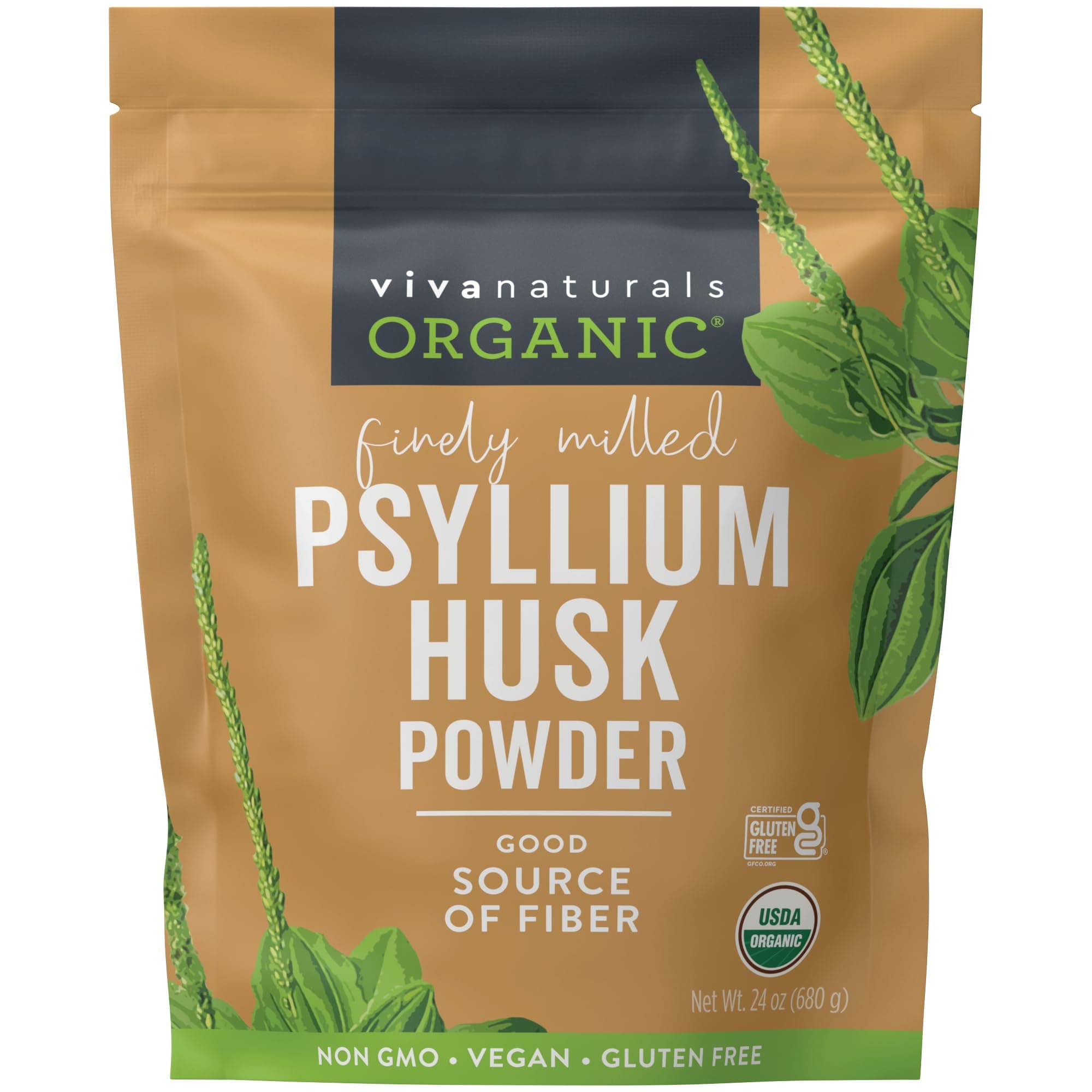 Organic Psyllium Husk Powder, 24 oz – Finely Ground, Unflavored, Vegan, Keto, Paleo, Non-GMO Plant-Based Superfood, Good Source of Fiber for Gluten-Free Baking, Juices & Smoothies