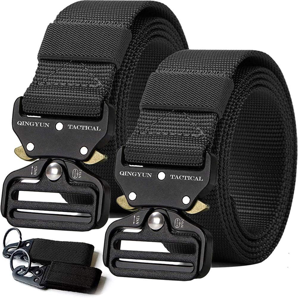 QINGYUN Tactical Belt,Military Style Belt, Riggers Belts for Men, Heavy-Duty Quick-Release Metal Buckle