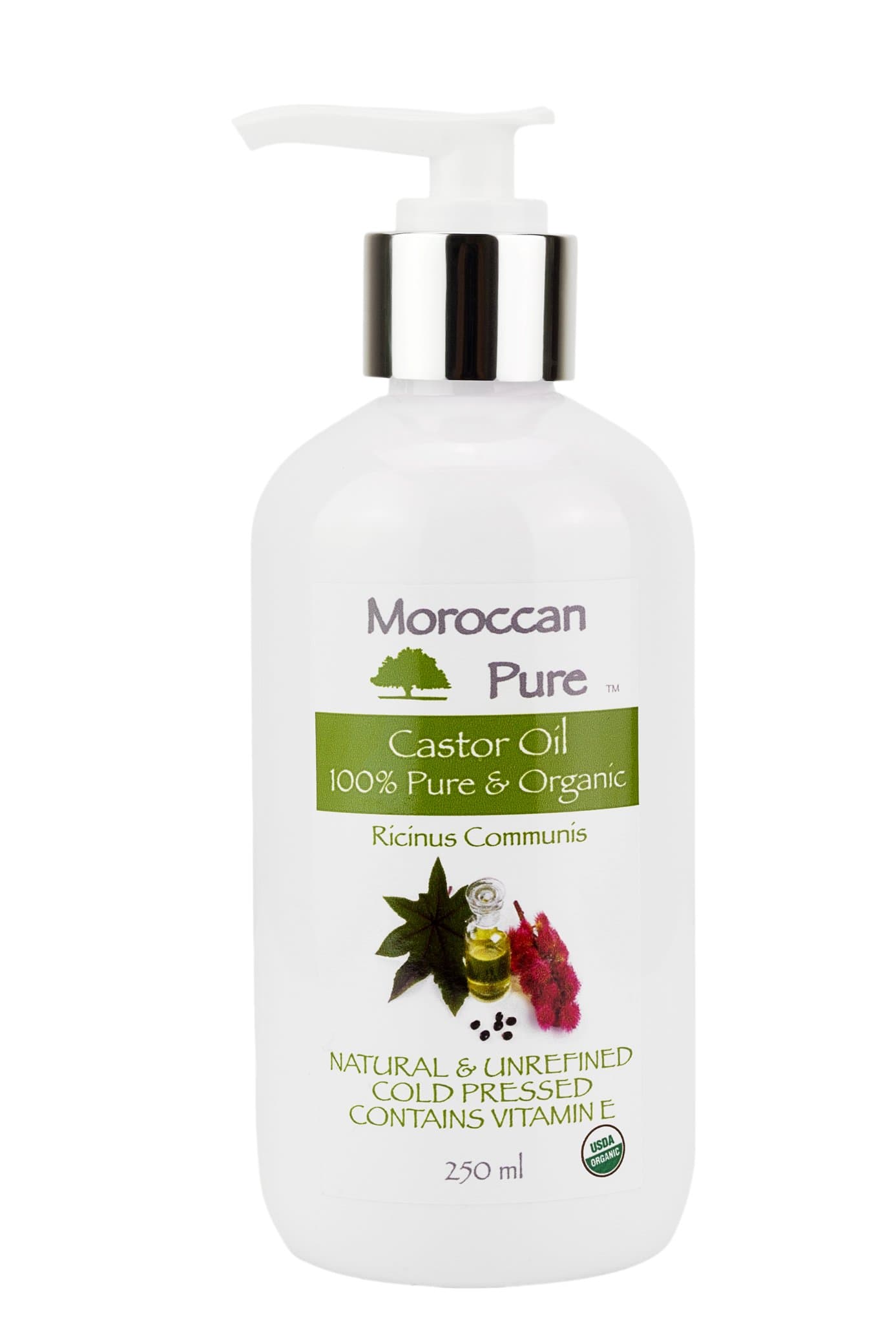 Moroccan Pure Organic Cold Pressed 100% Pure & Organic Coldpressed | Reduces Itching And Swelling On The Skin | Hydrates Chapped Lips | Fights Skin Disorders And Infections | Heals Acne | Does Wonders For Hair And Eyelashes 250ml