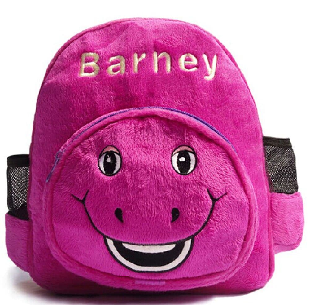 Kids Cute Short Plush Backpack Purple Barney by Elleplush