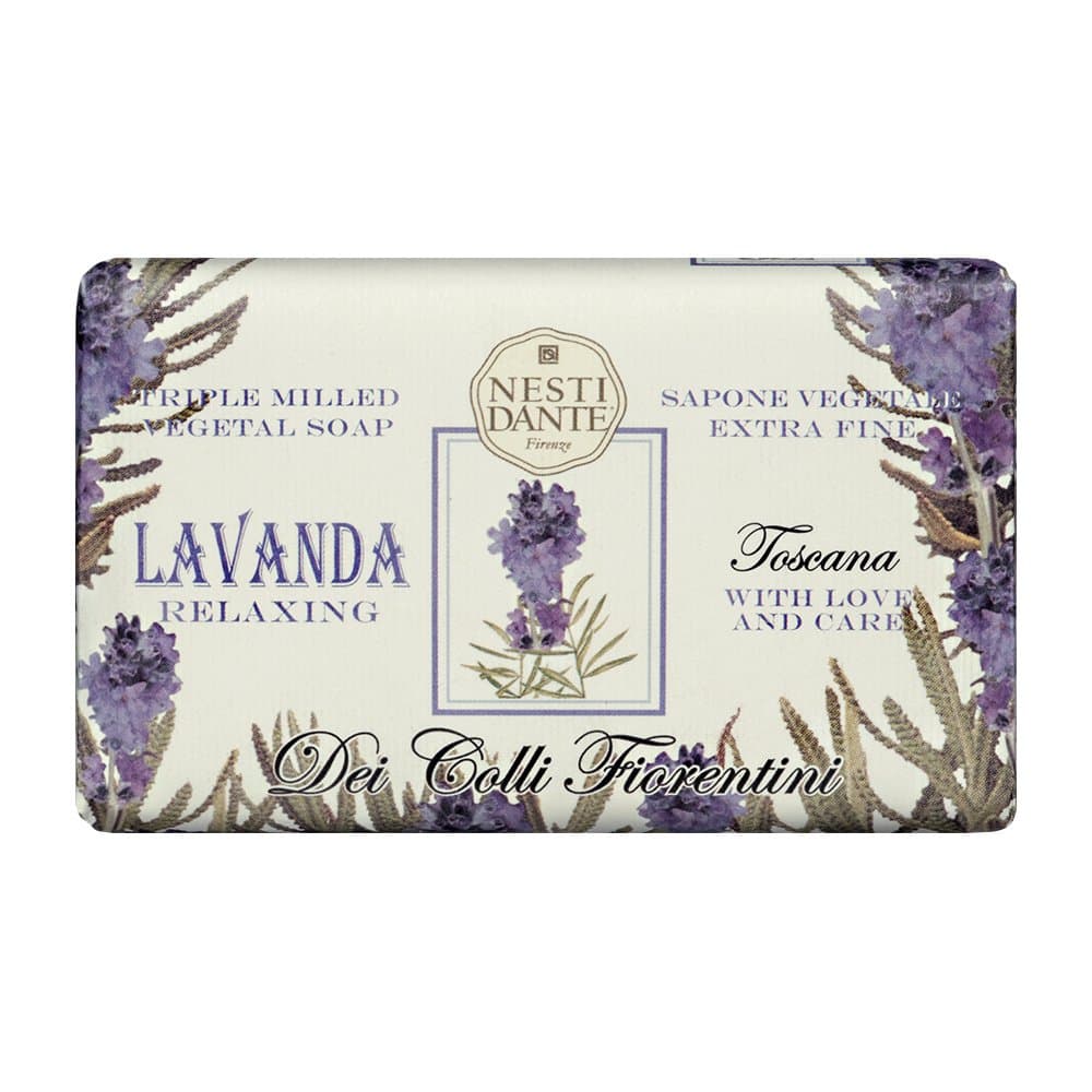 Nesti Dante Dei Colli Fiorentini Tuscan Lavender Perfumed Bar Soap 250g - Handcrafted Italian Vegetable Soap, Natural & Luxury Skincare, Moisturizing Gentle Cleanser, Calming Tuscan Lavender Fragrance