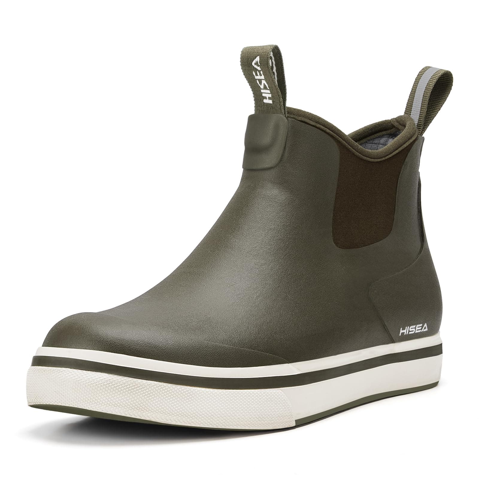 Men's Deck Rain Boots Saltwater Fishing Booties Waterproof Ankle Rain Boots with High Traction