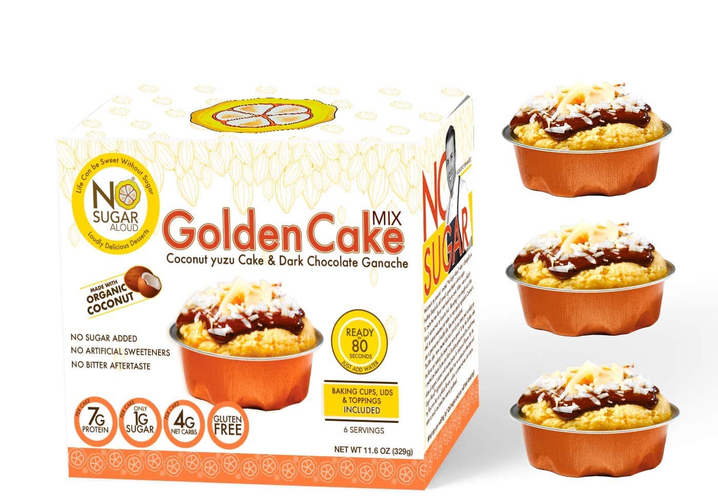 No Sugar Aloud, Golden Cake Mix (No sugar added, gluten free, no milk, egg free, keto, Vegan, Diabetic friendly) 11.6 0Z (Makes 6 cups)