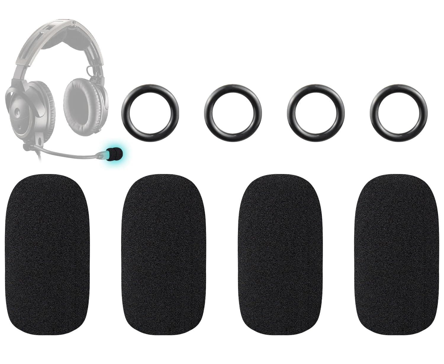 SOULWIT Protective Microphone Foam Cover Pop Filter for Bose Aviation X A10/A20/A30 Headphones, Mic Cover WindScreen with High-Density Foam - Black