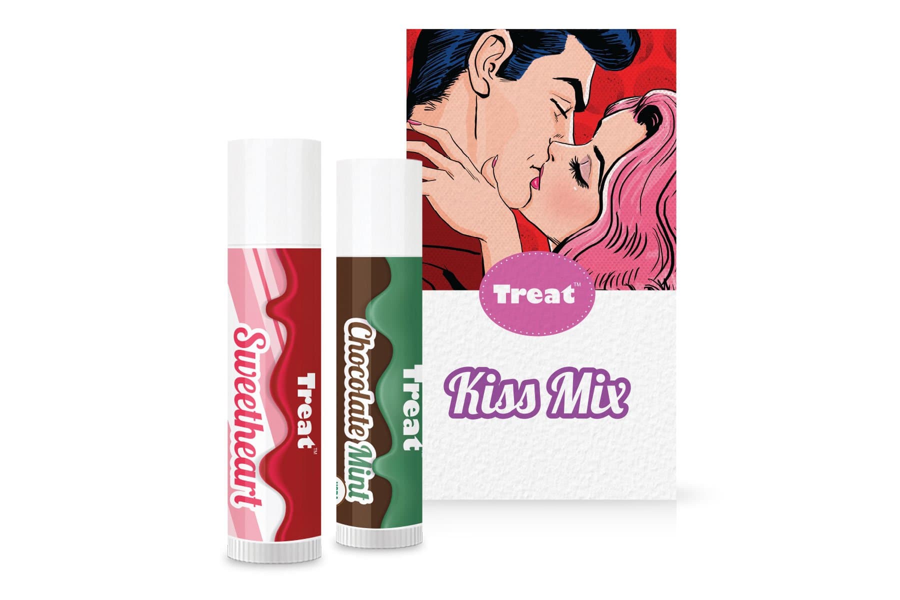 TREAT KISS MIX DUO - CHOCOLATE MINT BALM & SWEETHEART COLOR STICK – 2 x 0.50 OZ