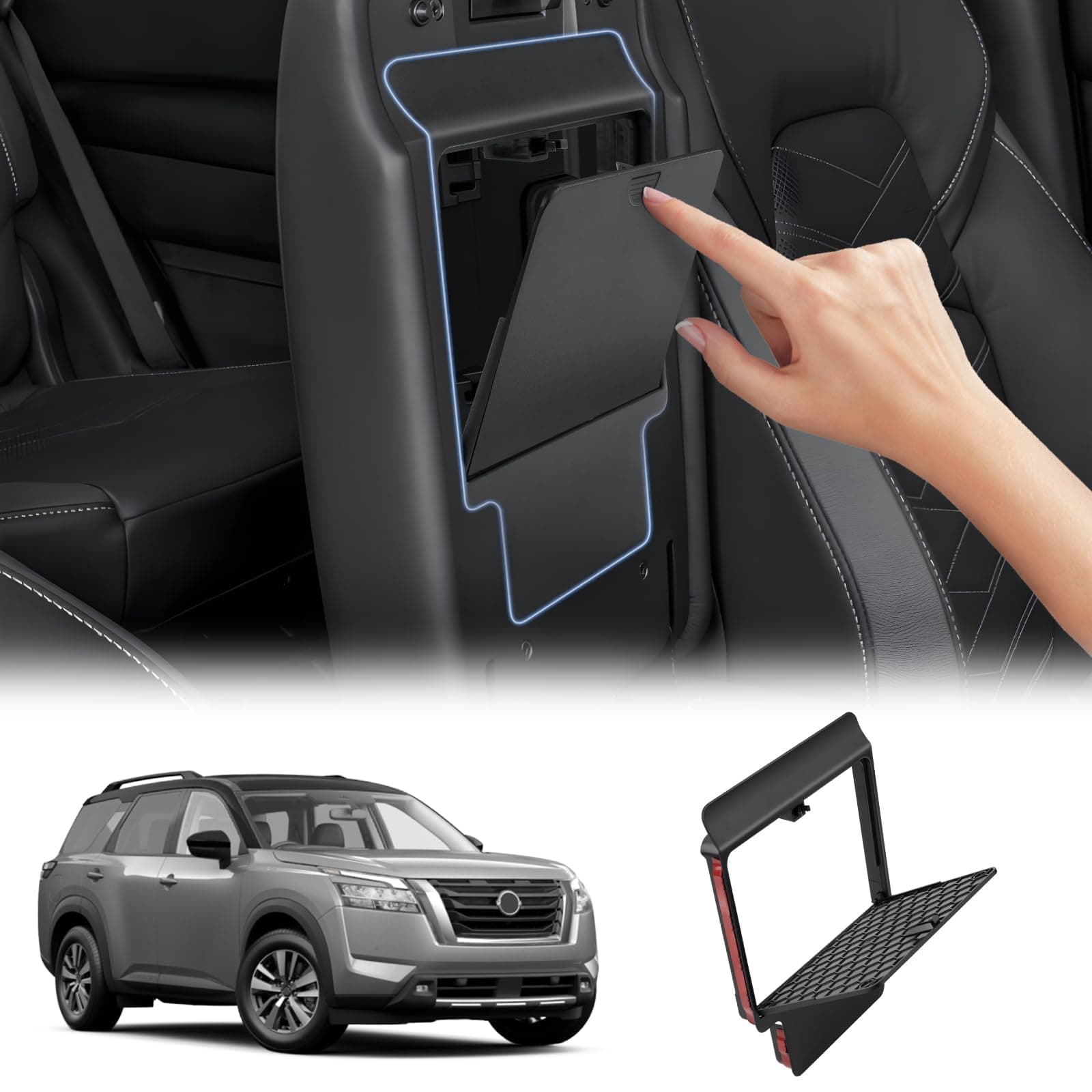 2024 Upgraded Nissan Pathfinder Center Console Organizer,One-Touch Hidden Storage Box Accessories for 2022-2024 Nissan Pathfinder Secret Compartment Armrest Tray