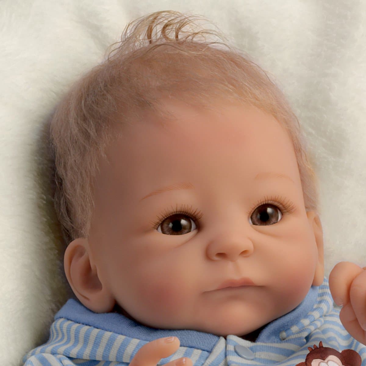 The Ashton-Drake Galleries Benjamin Reborn Baby Doll, 17 inches, Handcrafted RealTouch Vinyl, Blonde Hair, Brown Eyes, Lifelike Boy Doll