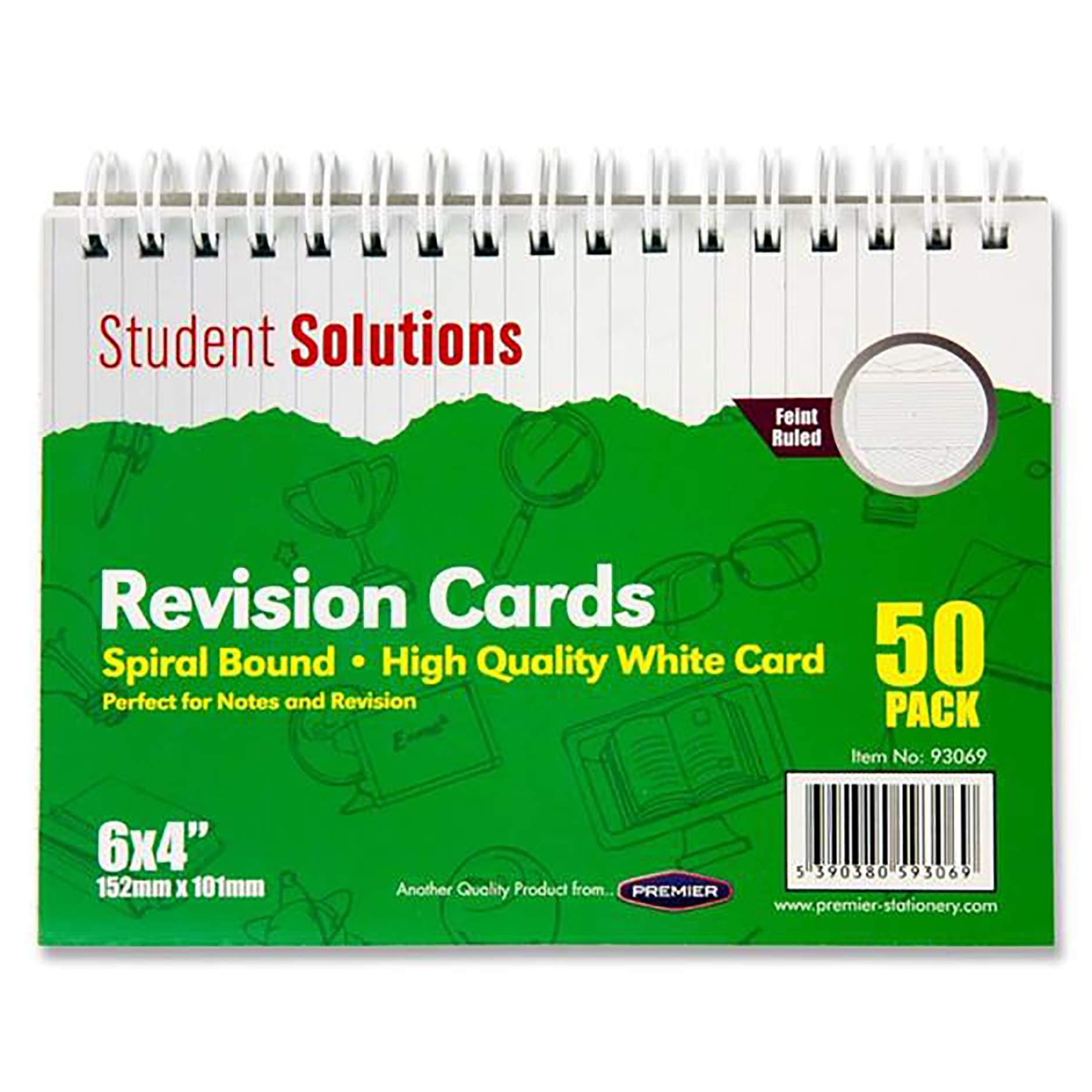 Student Solutions A2893069 6 x 4 mm Spiral Bound Revision Card - White