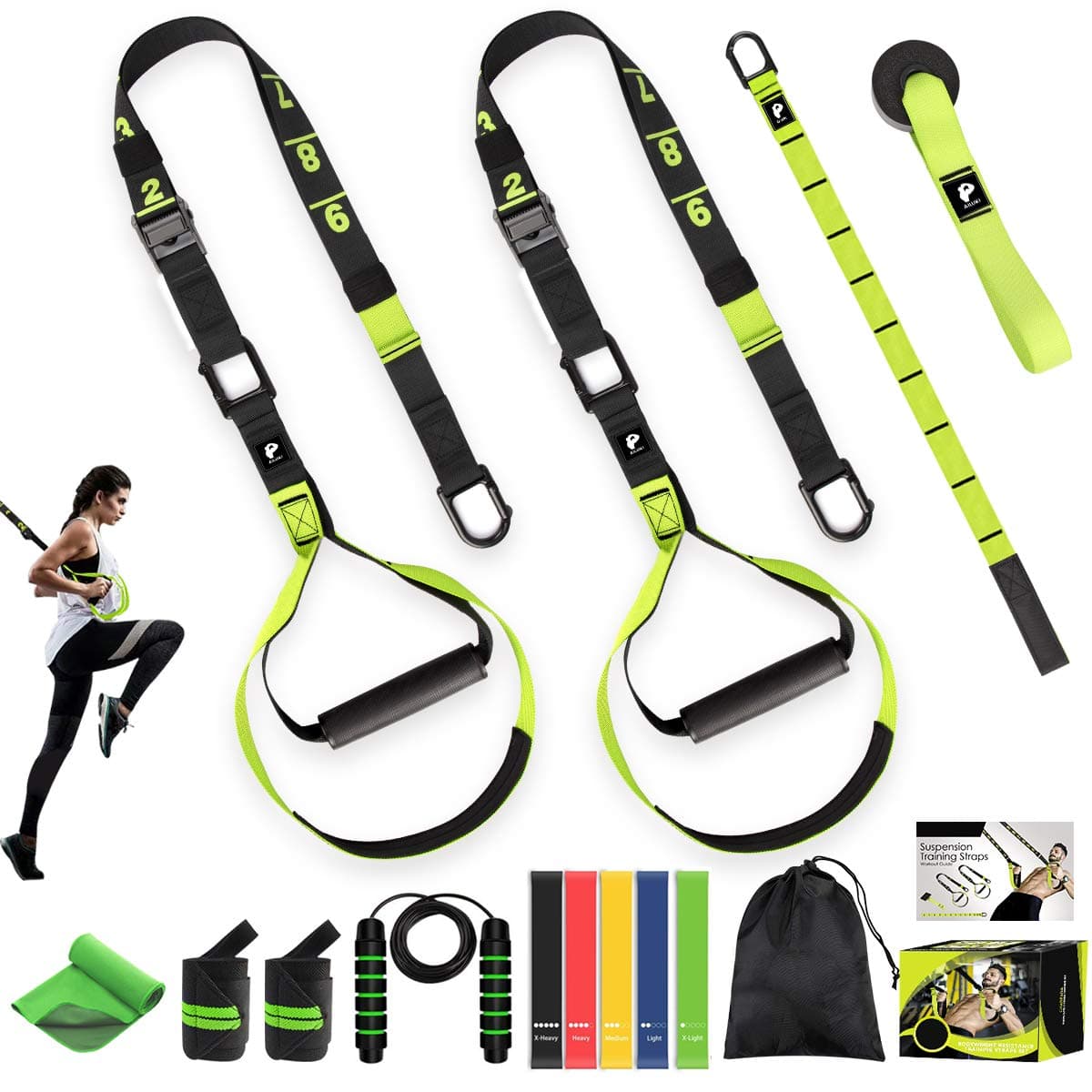 AILUKI Sling Trainer Set with Door Anchor Resistance Strap Kit Adjustable Fitness Straps Home Suspension Resistance Trainer Training Straps Suitable for Training