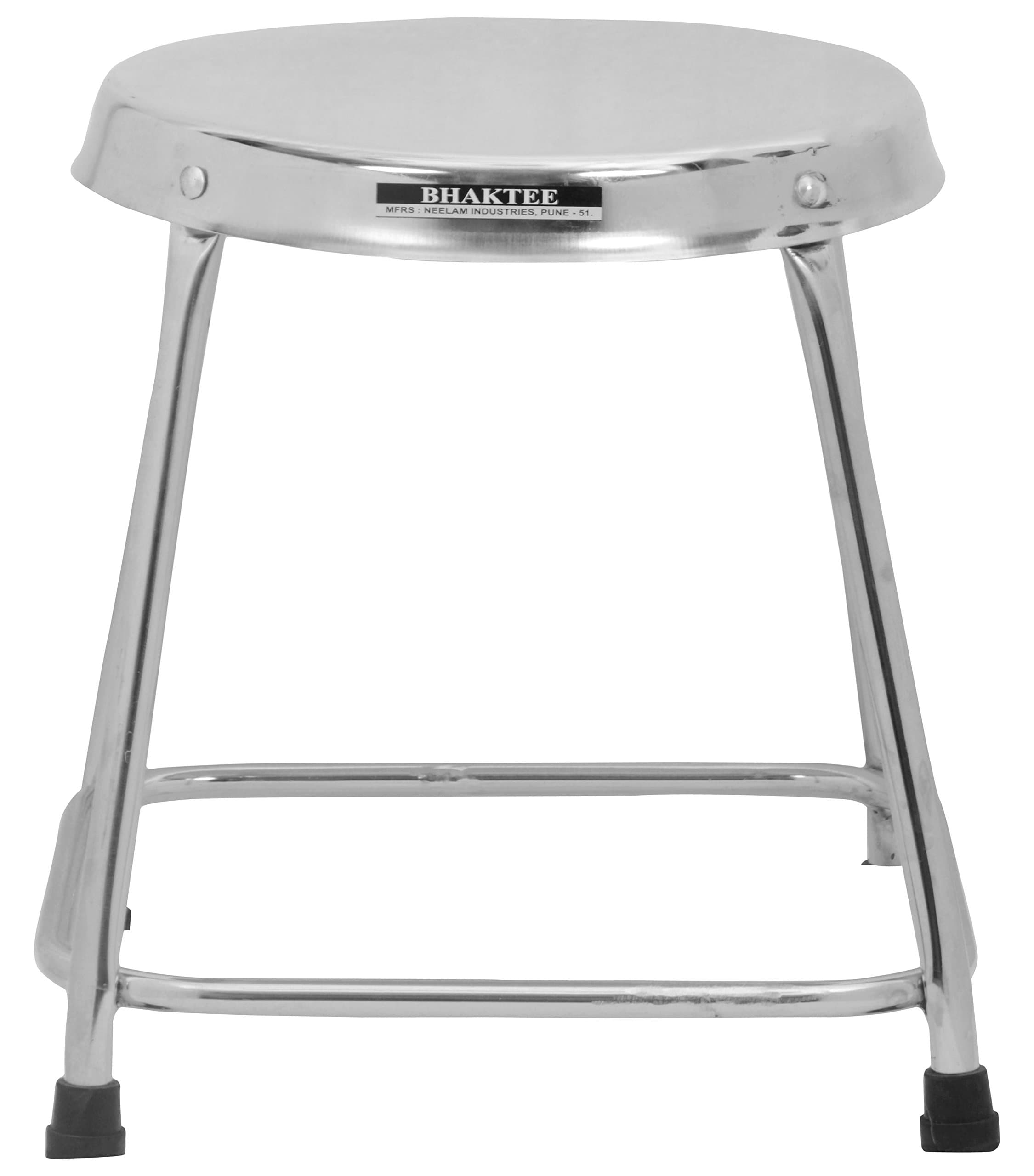 BHAKTEE Stainless Steel Round Bathroom Stool (13 Inch, Metallic)