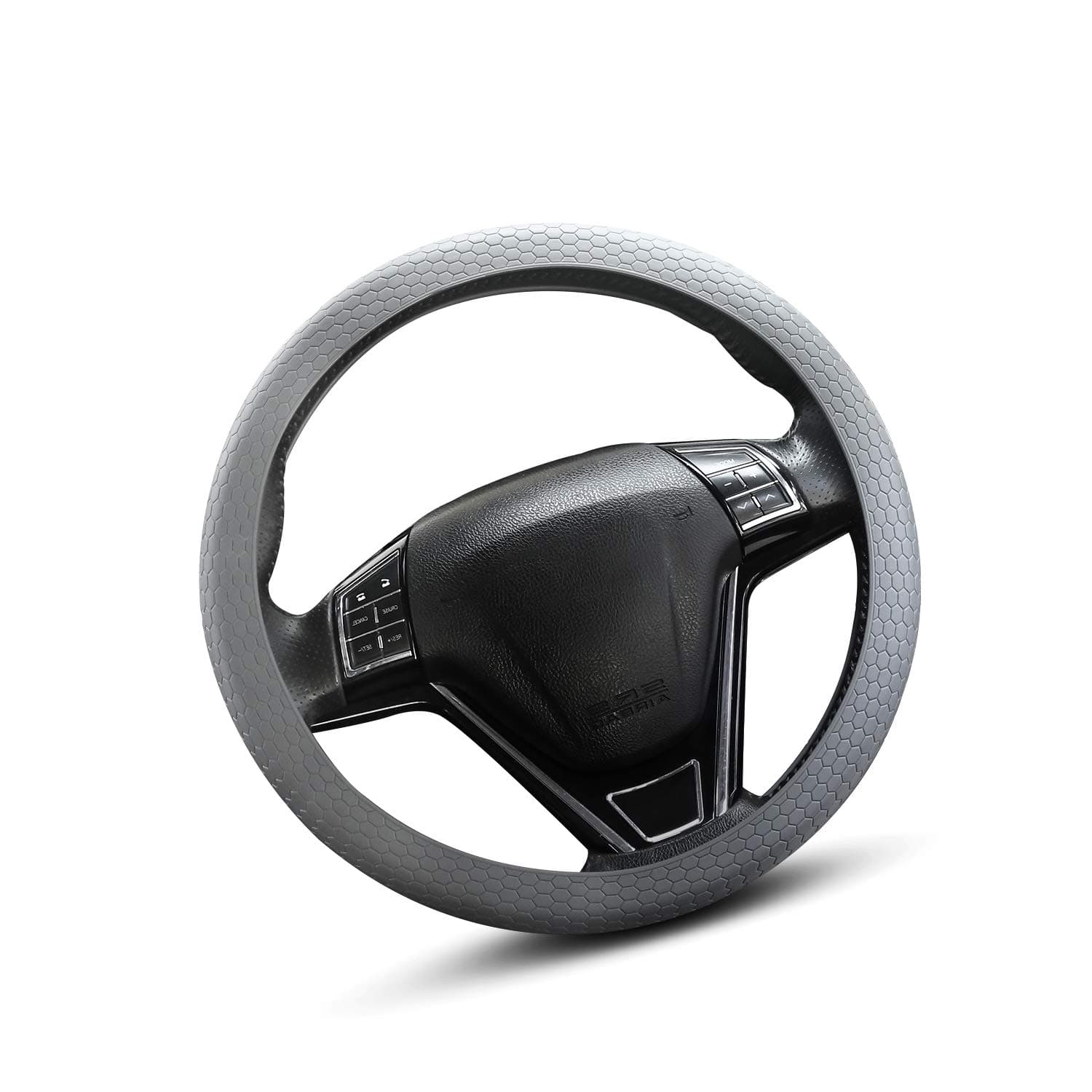 Silicone Car Steering Wheel Cover, Universal D&Round Shape 15 inch Anti Slip Auto Steering Wheel Covers