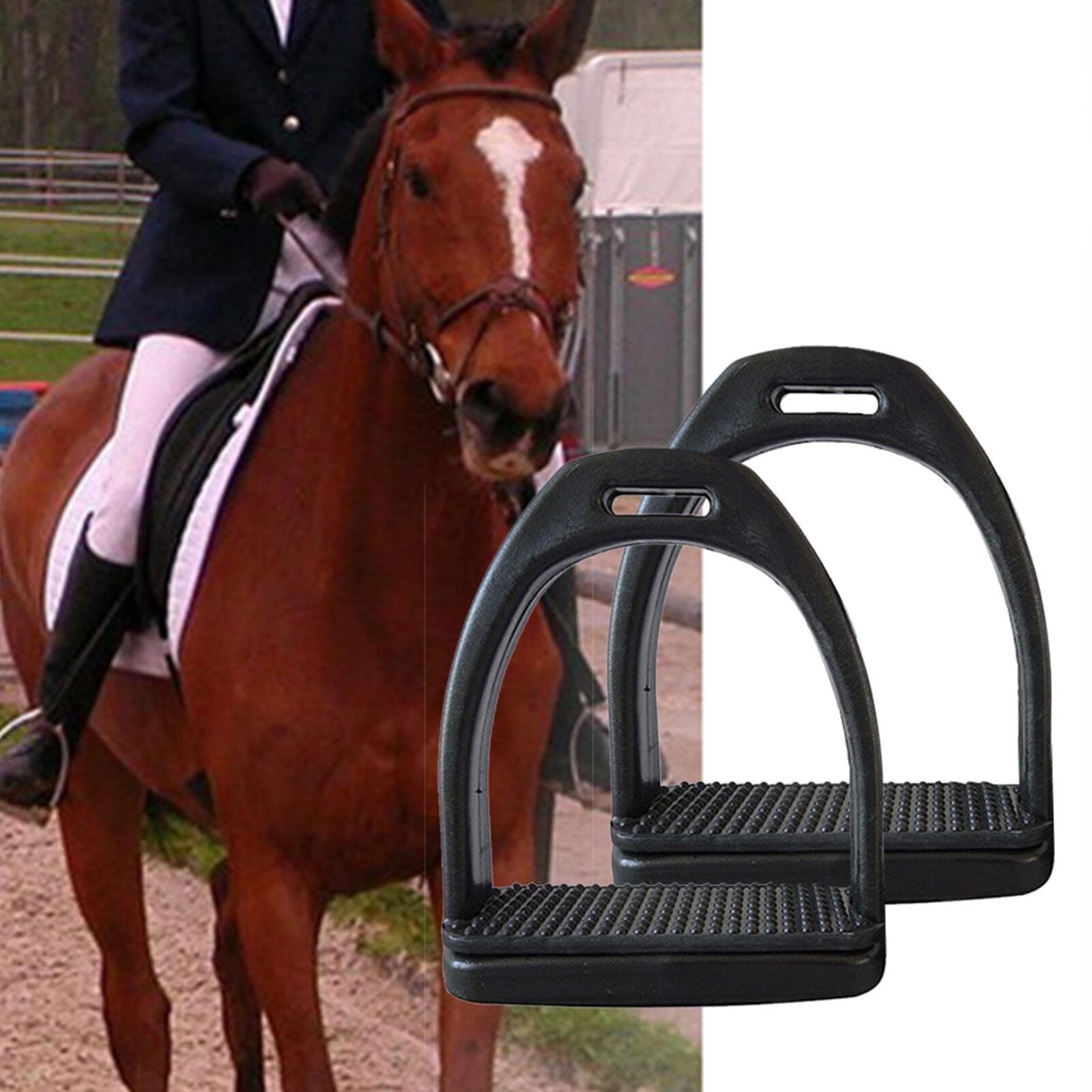 MOVKZACV Safety Stirrups,2Pcs Horse Riding Stirrups,Lightweight Wide Track Equestrian Stirrups Treads with Non-slip Rubber Pad,Equestrian Supplies for Childen/Adults(110 x 118 mm,for Adult)