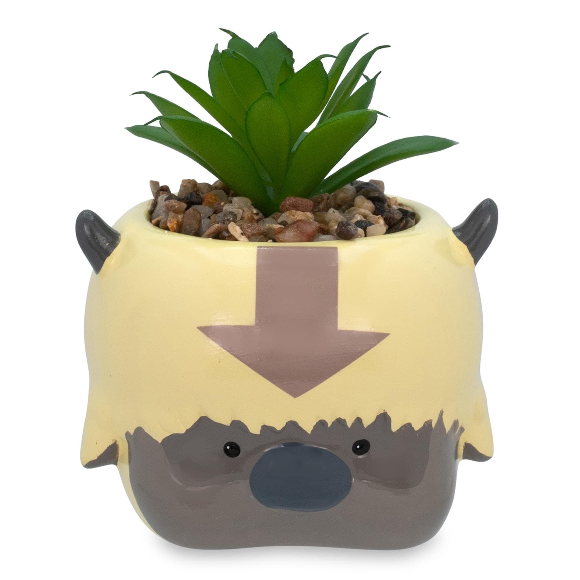 Avatar: The Last Airbender Appa 6-Inch Ceramic Planter with Artificial Succulent | Small Flower Pot, Faux Indoor Plant for Desk Shelf, Trinket Tray | Cute Home Decor, Anime Gifts and Collectibles