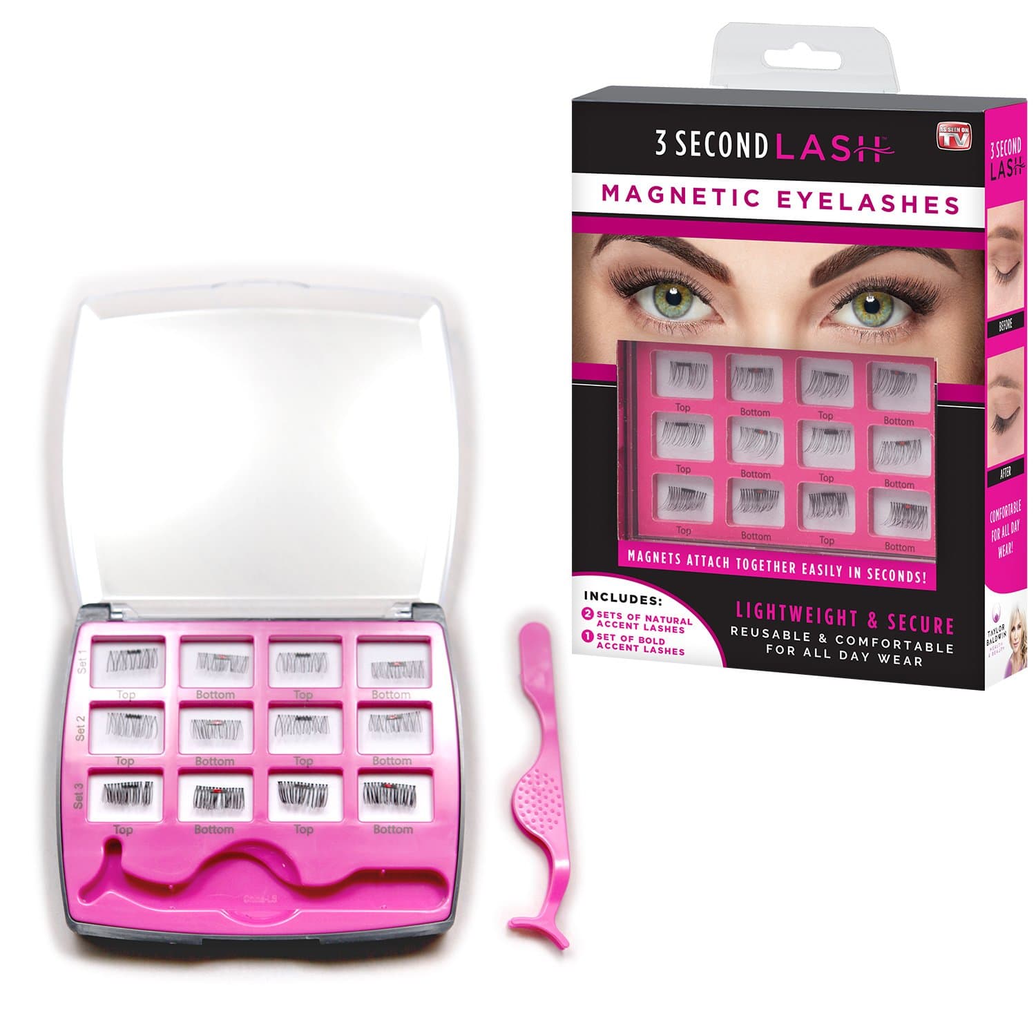Allstar Innovations - 3 Second Lash Magnetic Eyelash Accents, Includes 2 Natural, 1 Bold Set of Lashes, As Seen on TV
