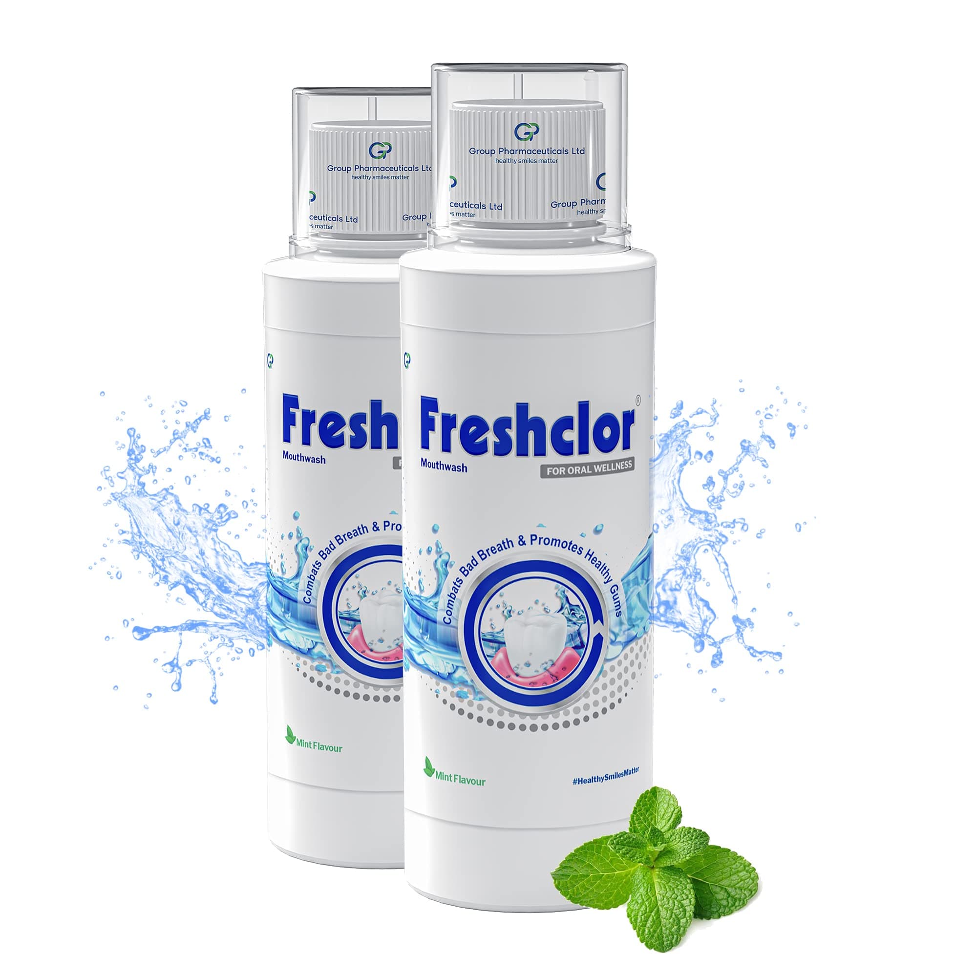 Freshclor Antimicrobial Alcohol-free Mouthwash | Bad Breath Remover | Fresh Mint Flavour Liquid Mouthwash for Oral Care | Vegan-friendly | (Pack of 2) 200ml per bottle