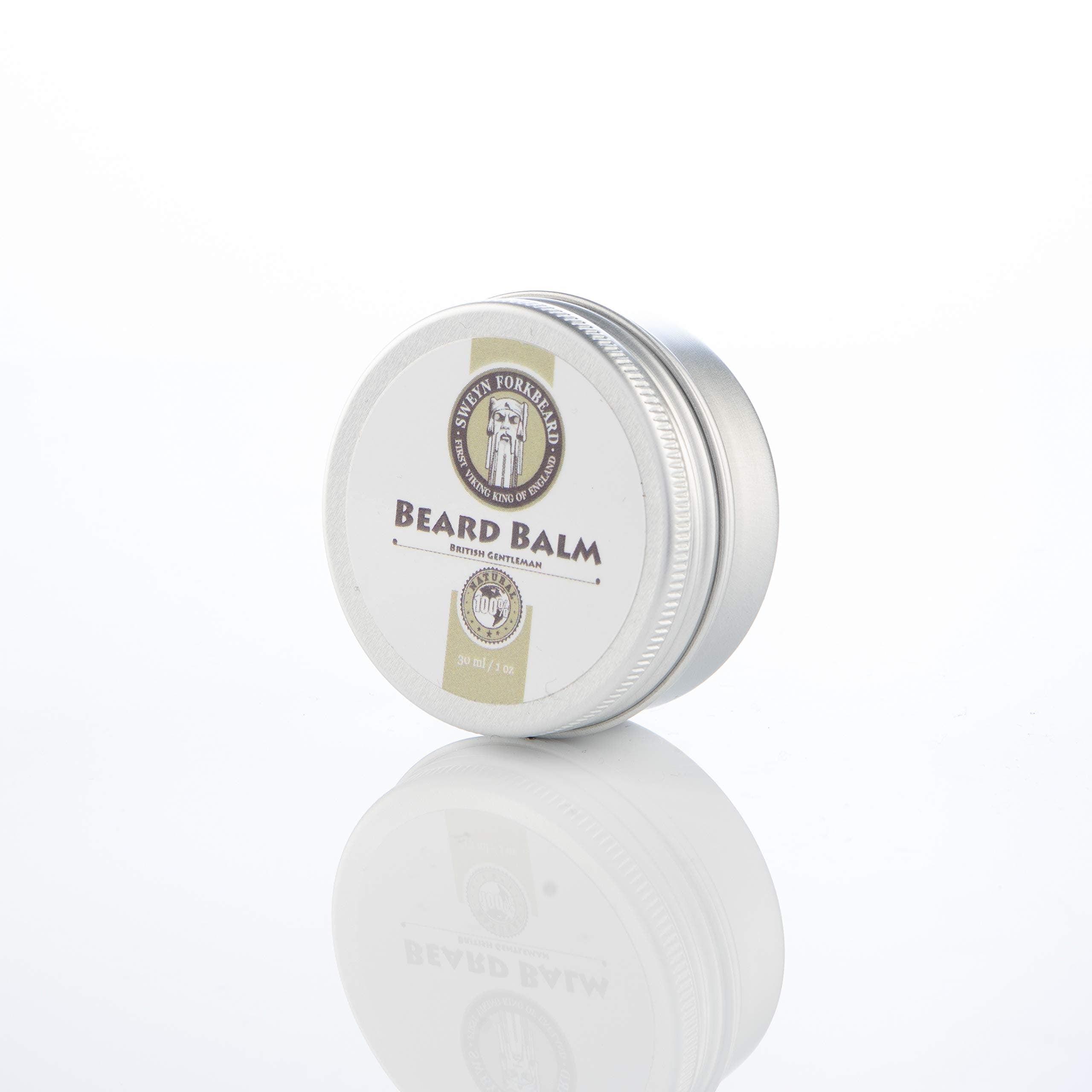 Beard Balm British Gentleman 100% Natural & Organic by Sweyn Forkbeard - A Beard Softener and Deep Conditioner For Men (30 ml/1oz Beard Balm British Gentleman)