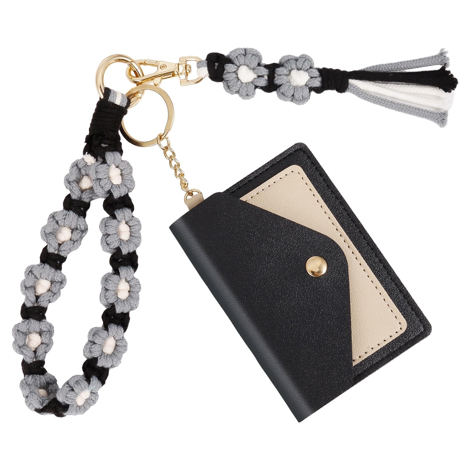 Boho Wristlet Keychain Wallet Lipstick Holder Handmade Wristband Bracelet