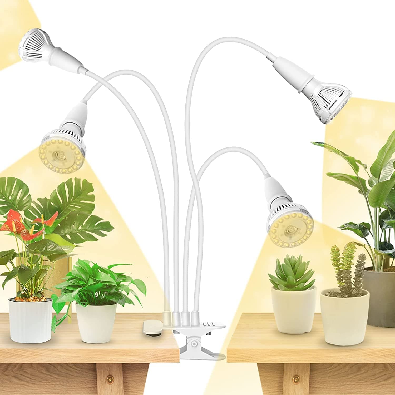 LED Grow Lights for Indoor Plants, 600W Full Spectrum Clip-on Gooseneck Grow Light with Ceramic Technology.,40W Power Plant Light with Optical Lens for High PPFD, Lifetime Free