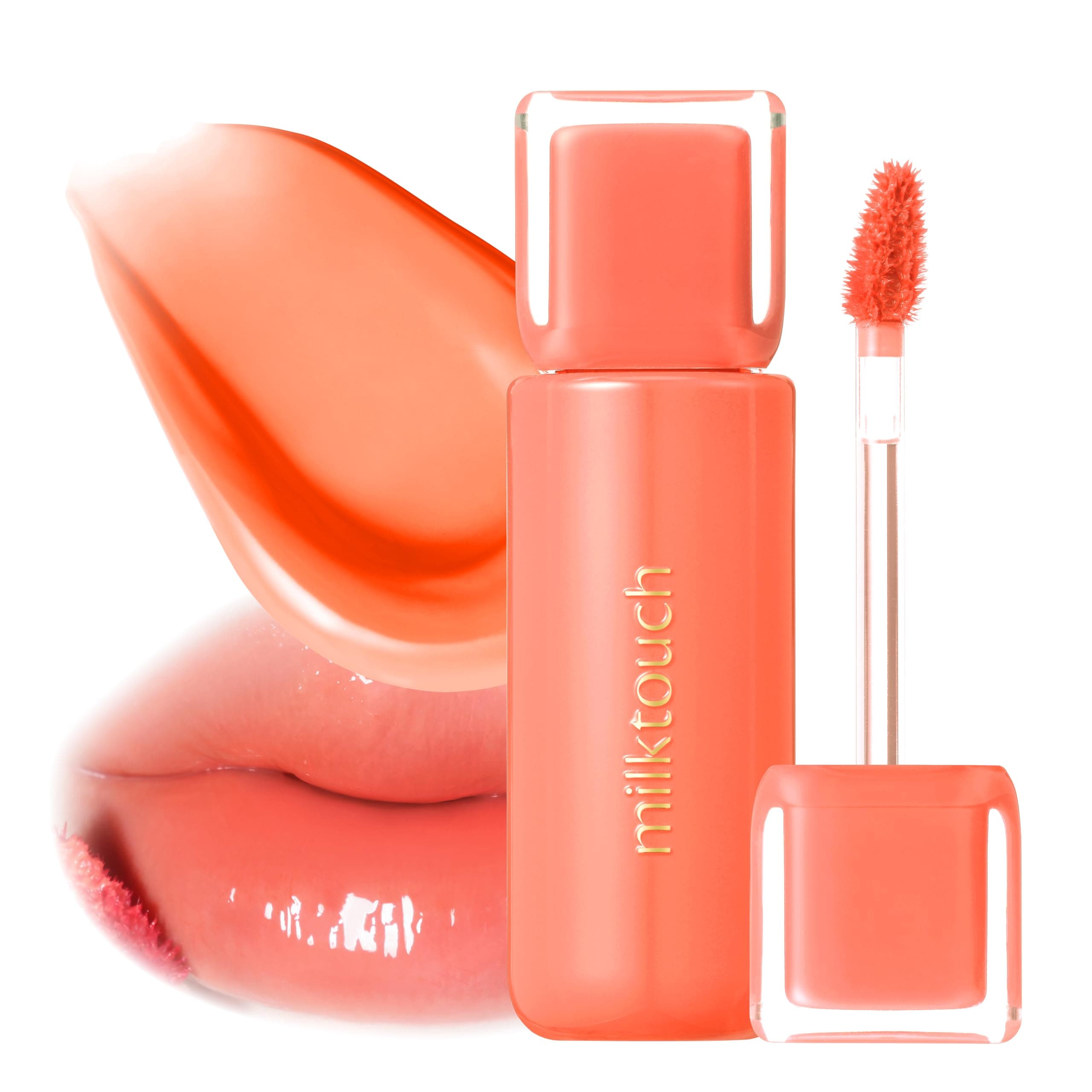 MILKTOUCH Jelly Lip Glow Tint - Hydrating Lip Gloss with Long-Lasting Moisture, Lip Stain, Lightweight, Radiant Shine, Perfect for Daily Use | Stocking Stuffers for Women (01 New Peach Bear)