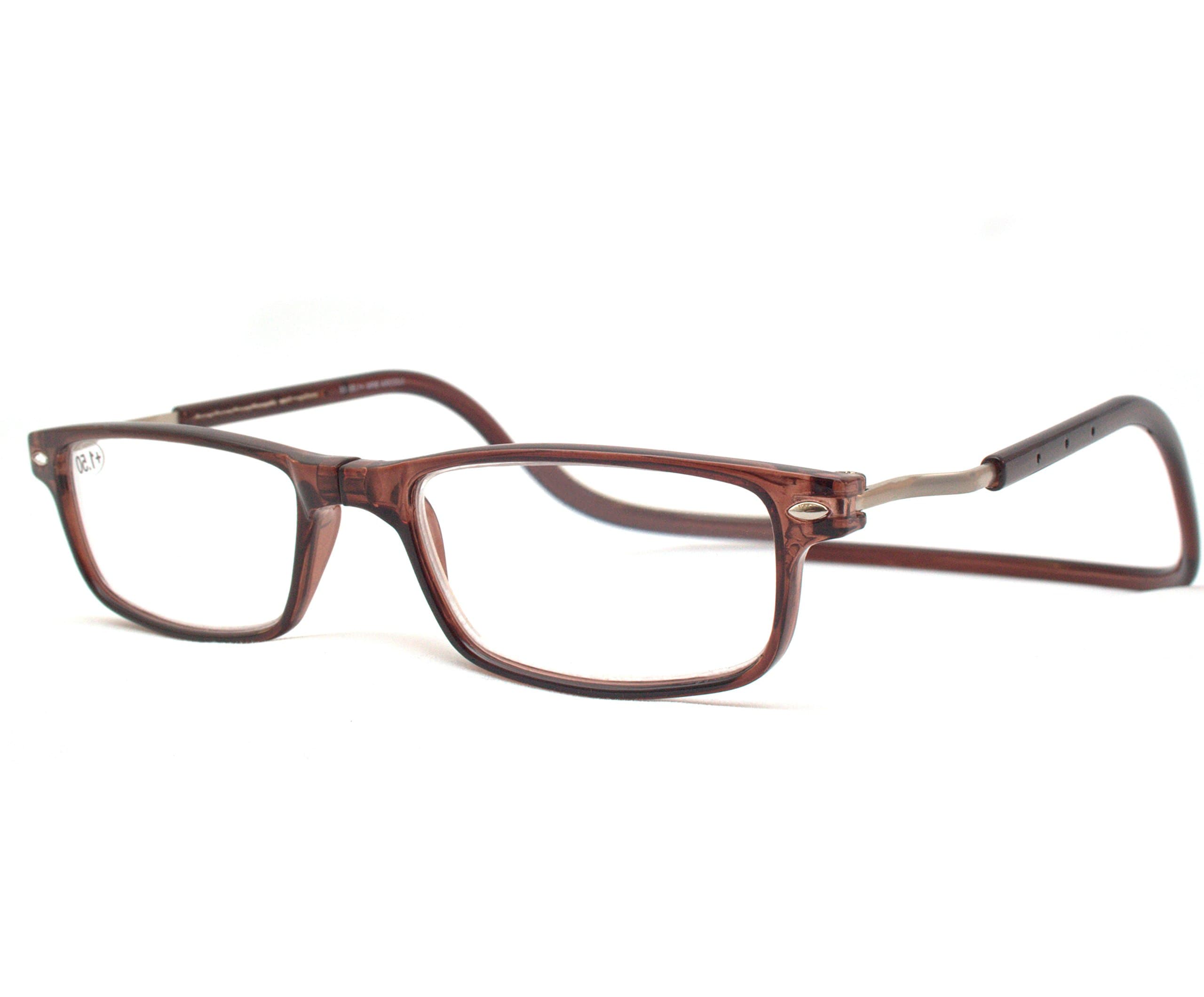 Reading Glasses Magnetic Adjustable with Built in Neck Strap for Men and Women (Brown, 2.00)