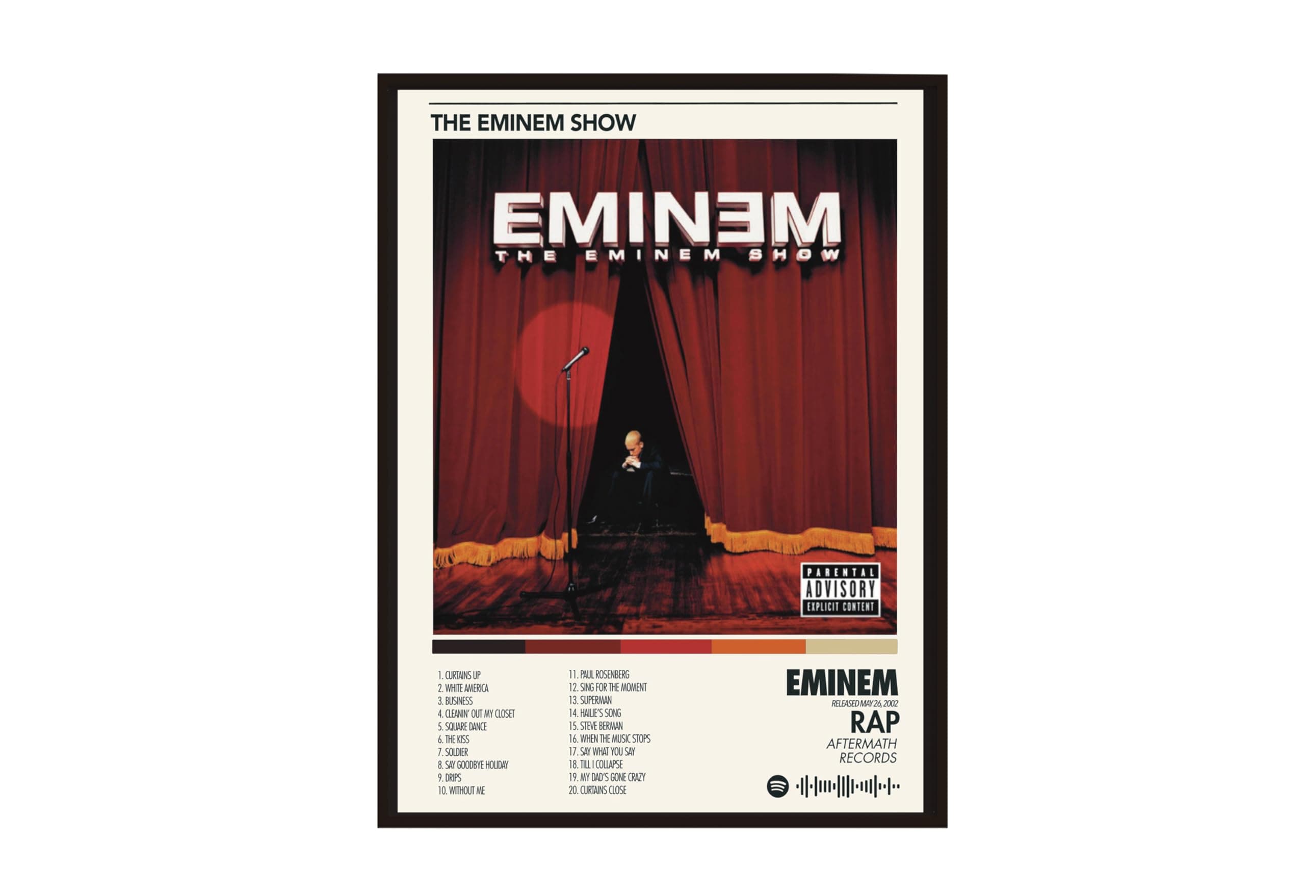 - BLINKART Eminem - Eminem Show Wall Photo Frames | Wall Art for Bedroom, Living Room, Studio or Office | Album Cover Print with Spotify Song Link QR Code | Gift for Fans | Decorative Music Wall Art - 8x12 In