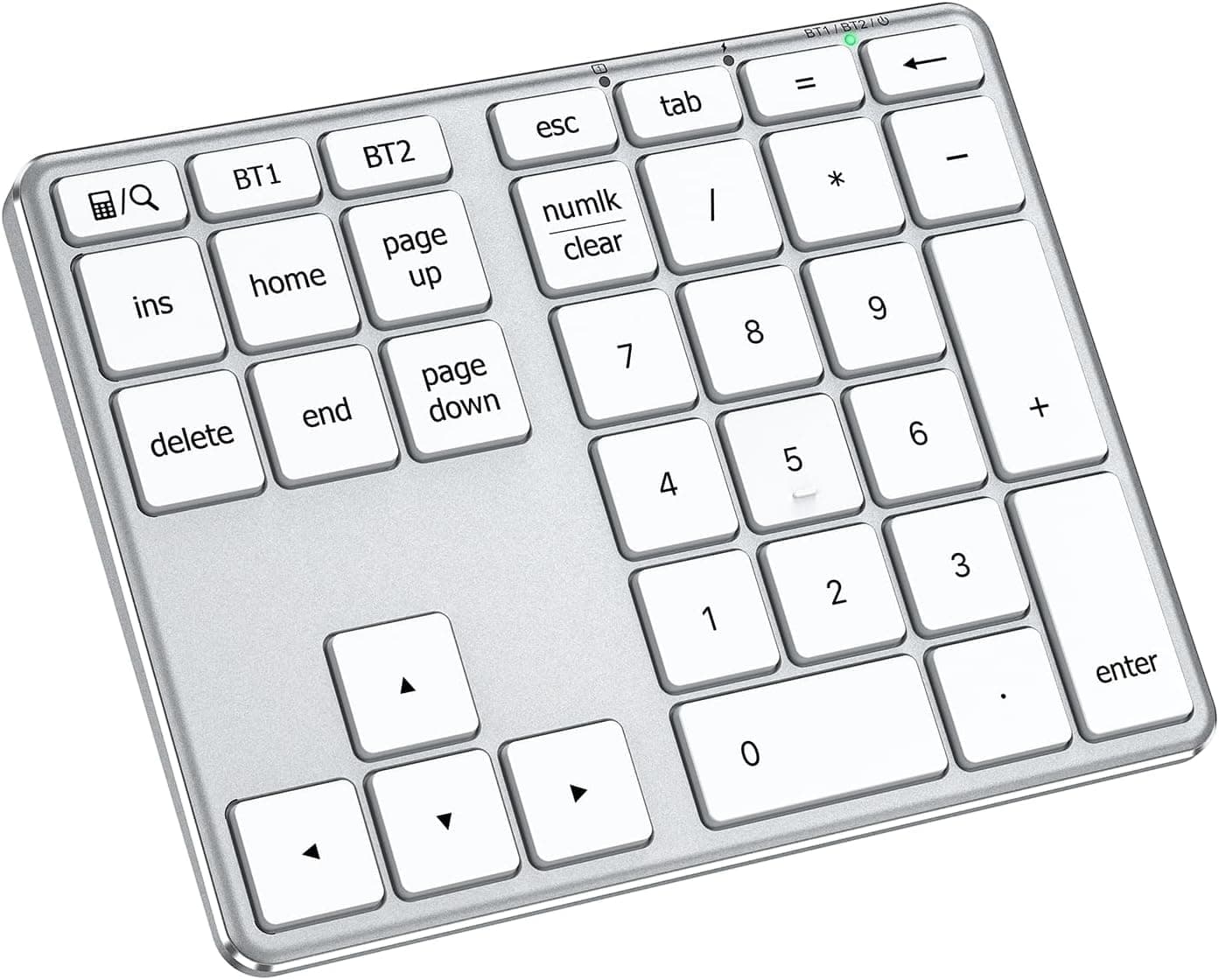 KP10 Bluetooth Number Pad, Dual Device Connection, 34 Keys Ultra-Slim for Mac/Windows/iPad, USB-C Rechargeable, Quiet Keys, Excel Accounting Numpad with Long Battery Life