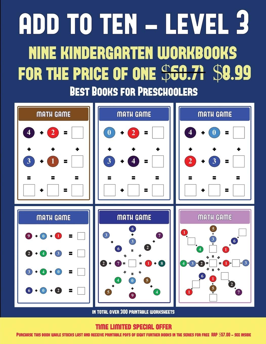Best Books for Preschoolers (Add to Ten - Level 3): 30 full color preschool/kindergarten addition worksheets that can assist with understanding of math