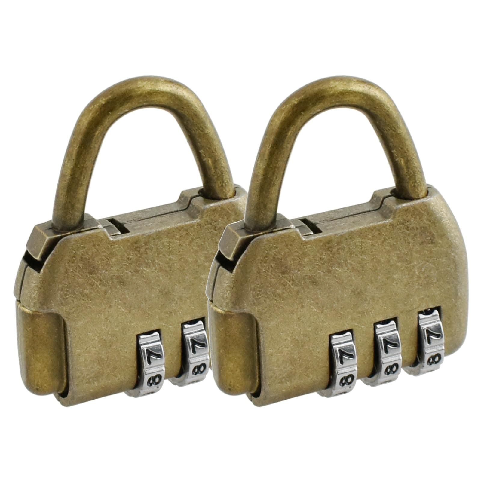 SDTC Tech 2-Pack Mini Antique Password Padlock Retro Vintage Style Handbag Shape Bronze Locks