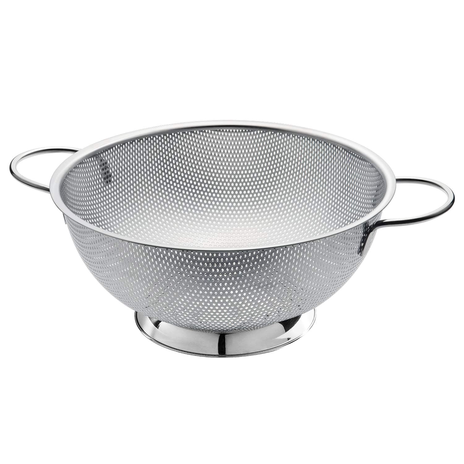 TORVA 5-Quart Stainless Steel Colander - Micro-perforated with Professional Strainer - Heavy Duty Handles and Self-draining Solid Ring Base