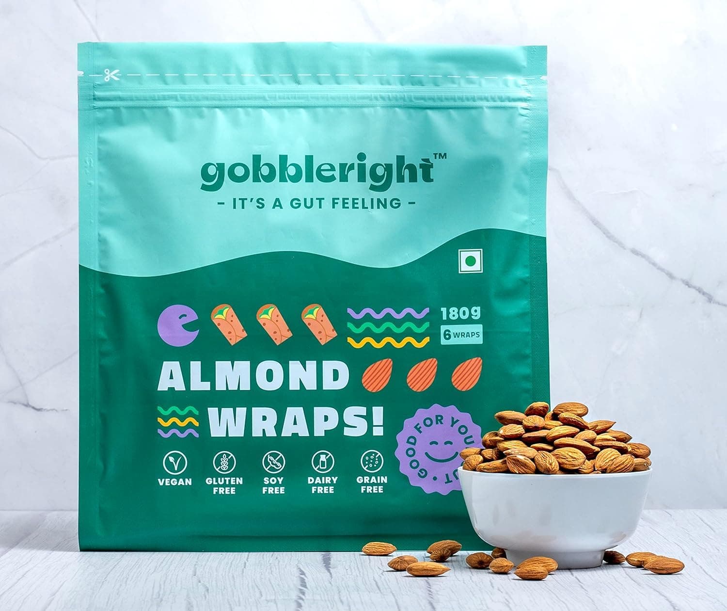 - GOBBLERIGHT Gluten Free Tortilla Almond Wraps – Pack of 4 (24 Wraps) | Vegan, Dairy-Free, Soya-Free | Perfect for Burritos, Wraps, Tacos, Shawarmas | Healthy Keto Snacks | Low Calorie, Gluten Free Products