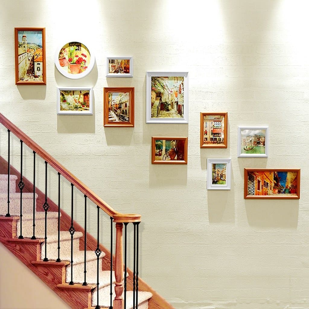 Photo Frame Wall European Corridor Staircase Frame Wall Creative Living Room Bedroom Decoration Frame Wall Combination Photo Wall (Color : White hue)