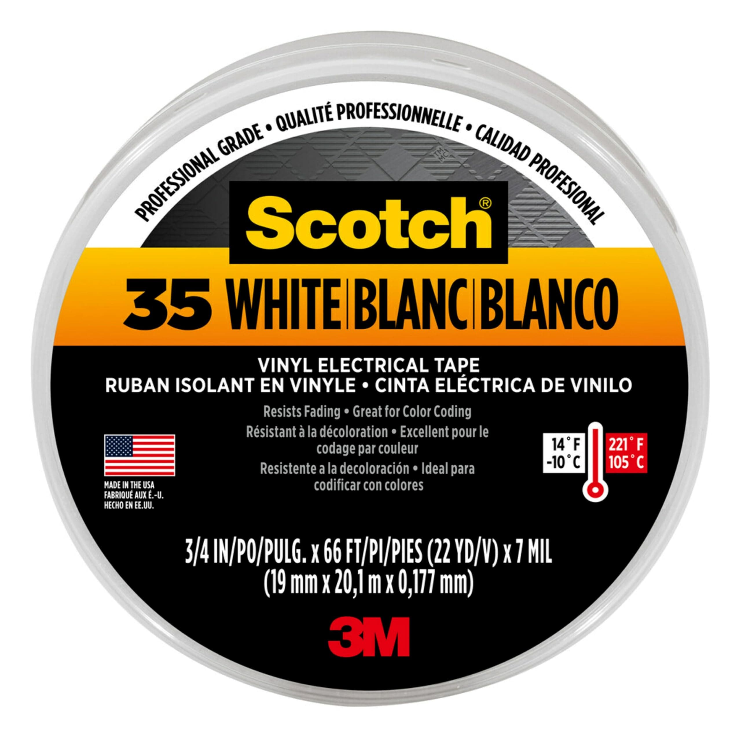 3M Scotch© 35 Vinyl Electrical Tape White 19 mm x 20 m