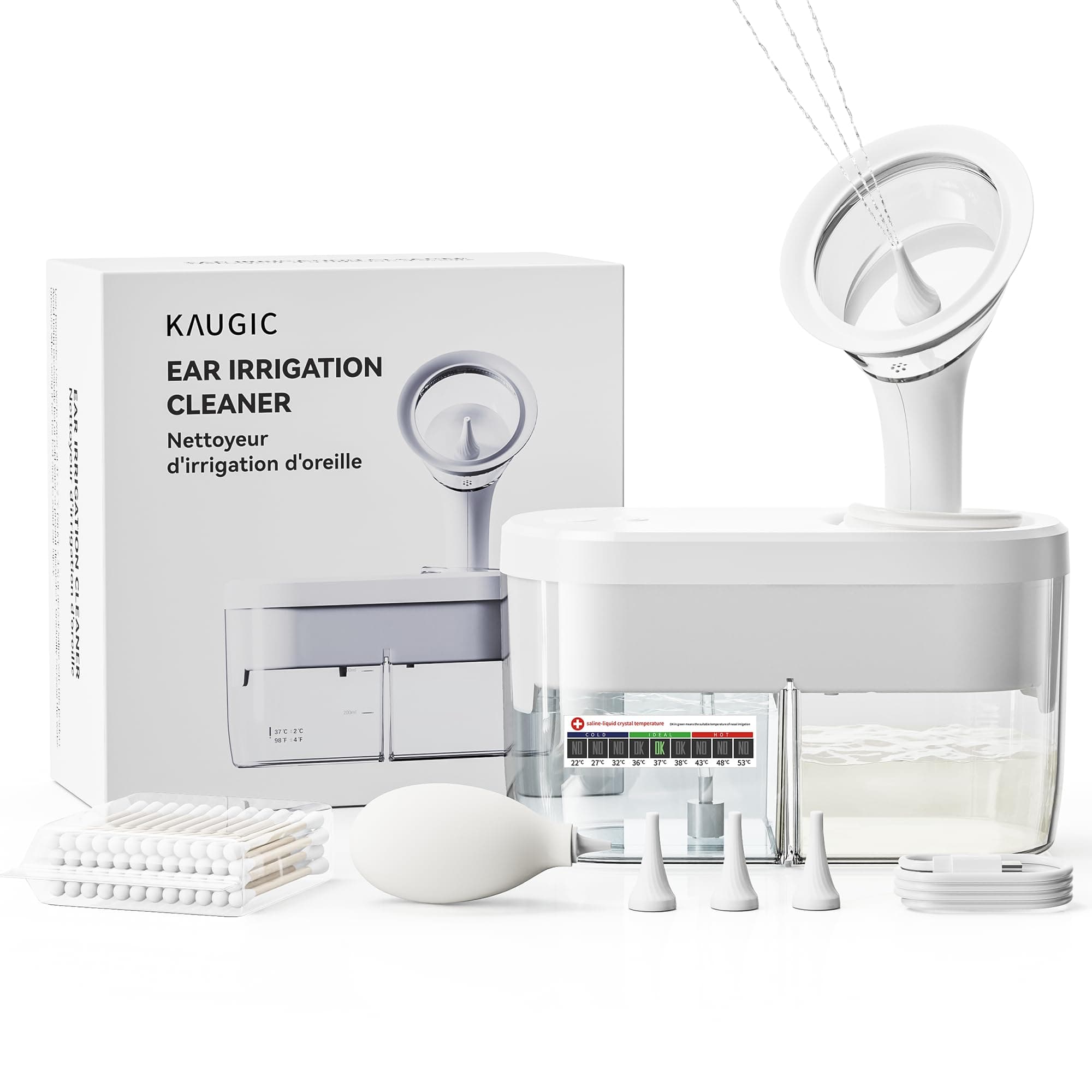 Electric Ear Wax Removal Kit, FSA-HSA-Eligible, Water Powered Ear Irrigation System with Sewage Collection, 4 Clean Modes, Safe & Effective, 3 Ear Tips for Adults