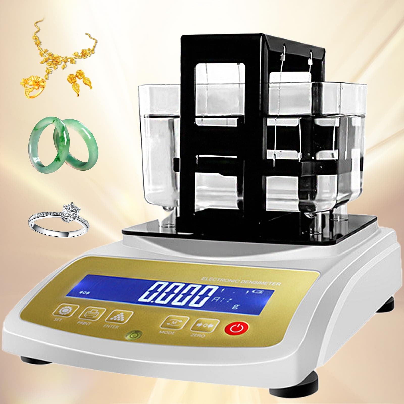 Digital Gold Purity Analyzer Meter ，K Value Tester & Density Meter for Gold Silver，Precious Metal Testing Machine ，Jewelry Tools，Electronic Purity Content Detector (WLD-120K)