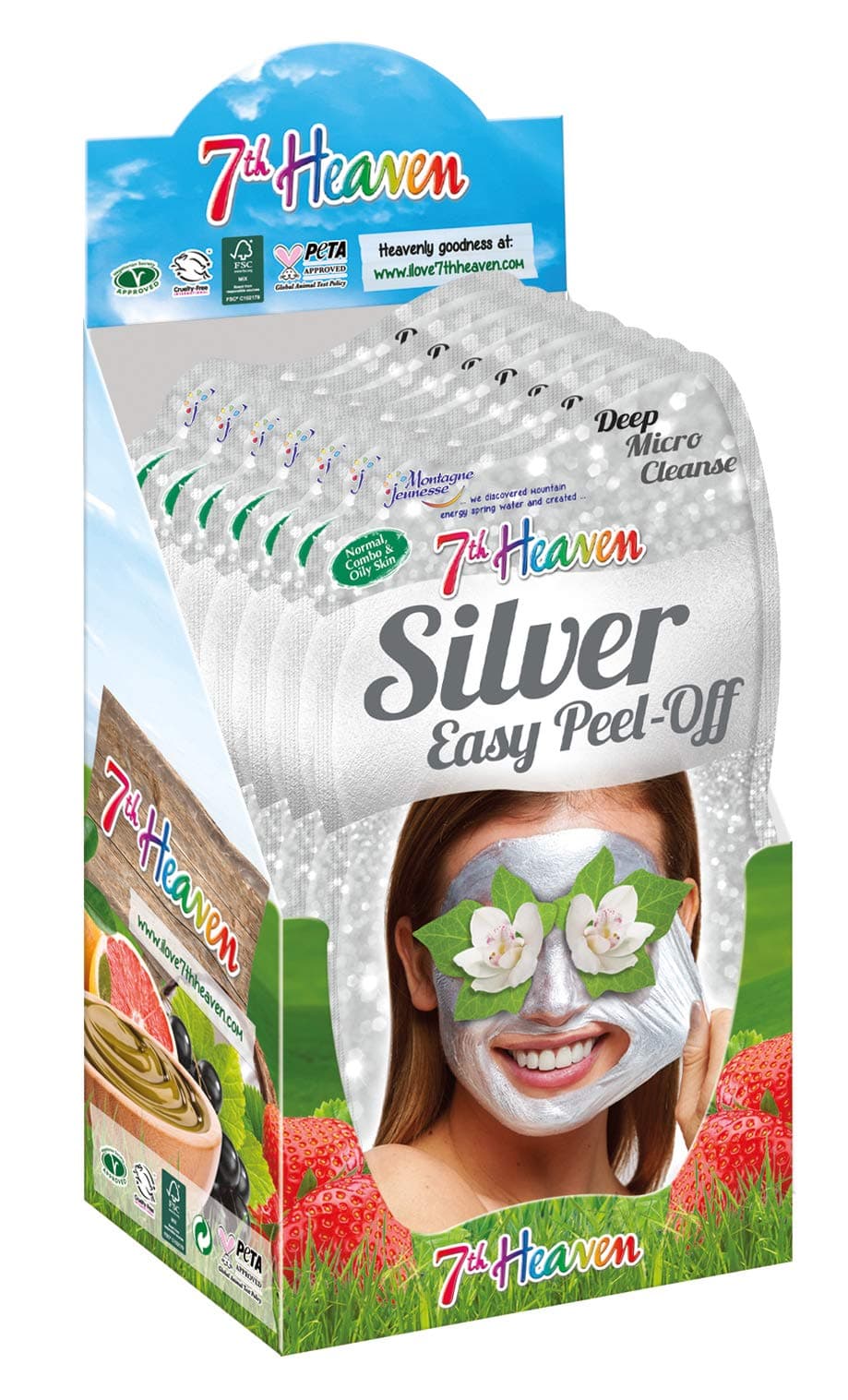 7th Heaven Silver Easy Peel-Off Beauty Face Mask (Pack of 12), Deeply Cleanses and Tones Skin