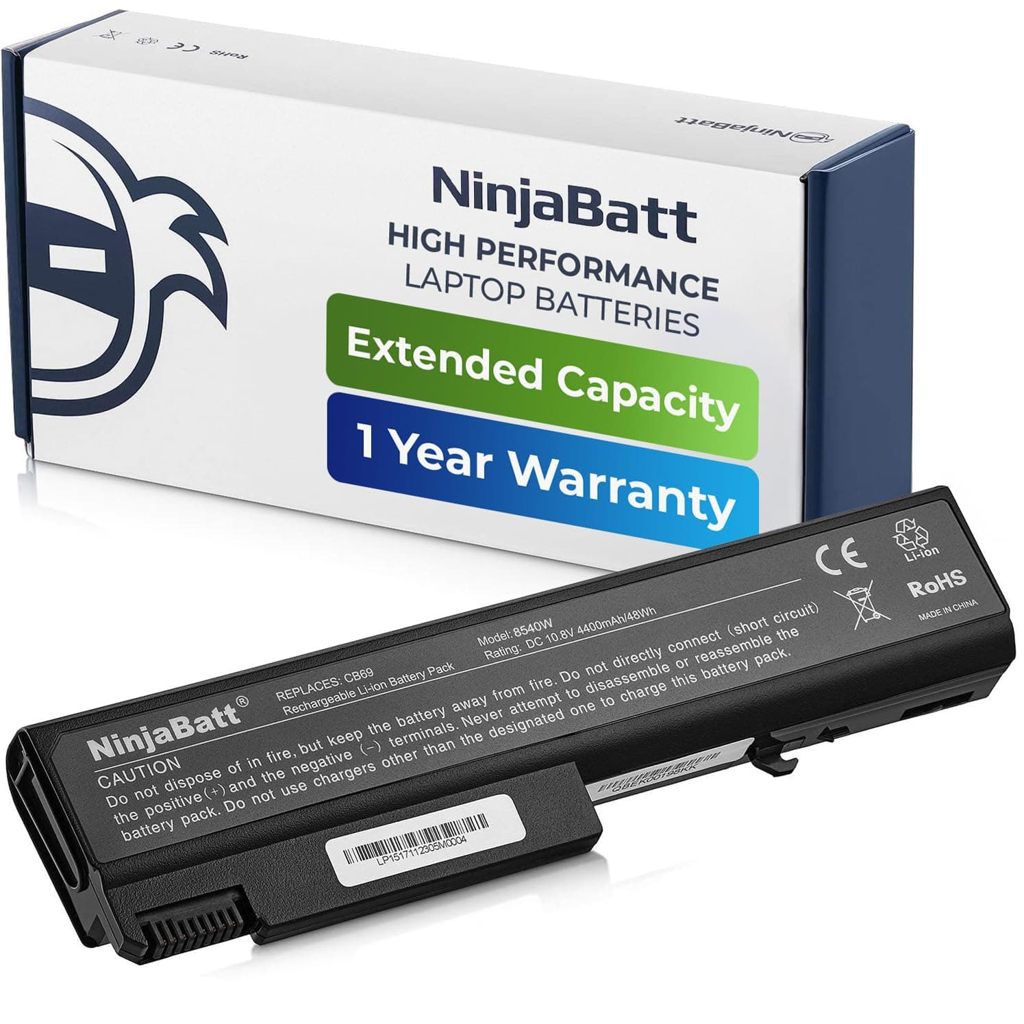 NinjaBatt Battery for HP 8440P 6550B TD06 482962-001 486296-001 8440W 6440B 6930P 6450B 6735B 6445B 6455B 6540B 6545B 6555B 6730B 6530B 6535B TD09 593578-001 High Performance [6 Cells/4400mAh]