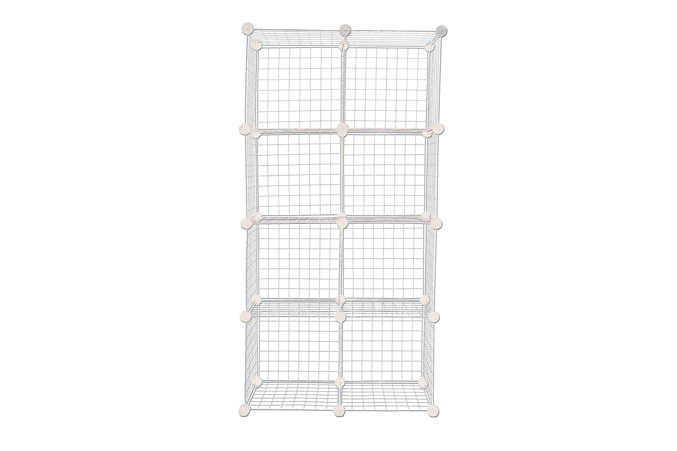 Reynish 8 Cube Self Assembling Metal Wire Cube Storage Organizer Shelves Indian Made for Home Office Stackable Modular Shelving Closet Cabinet Rack with Hammer Ivory 13 in