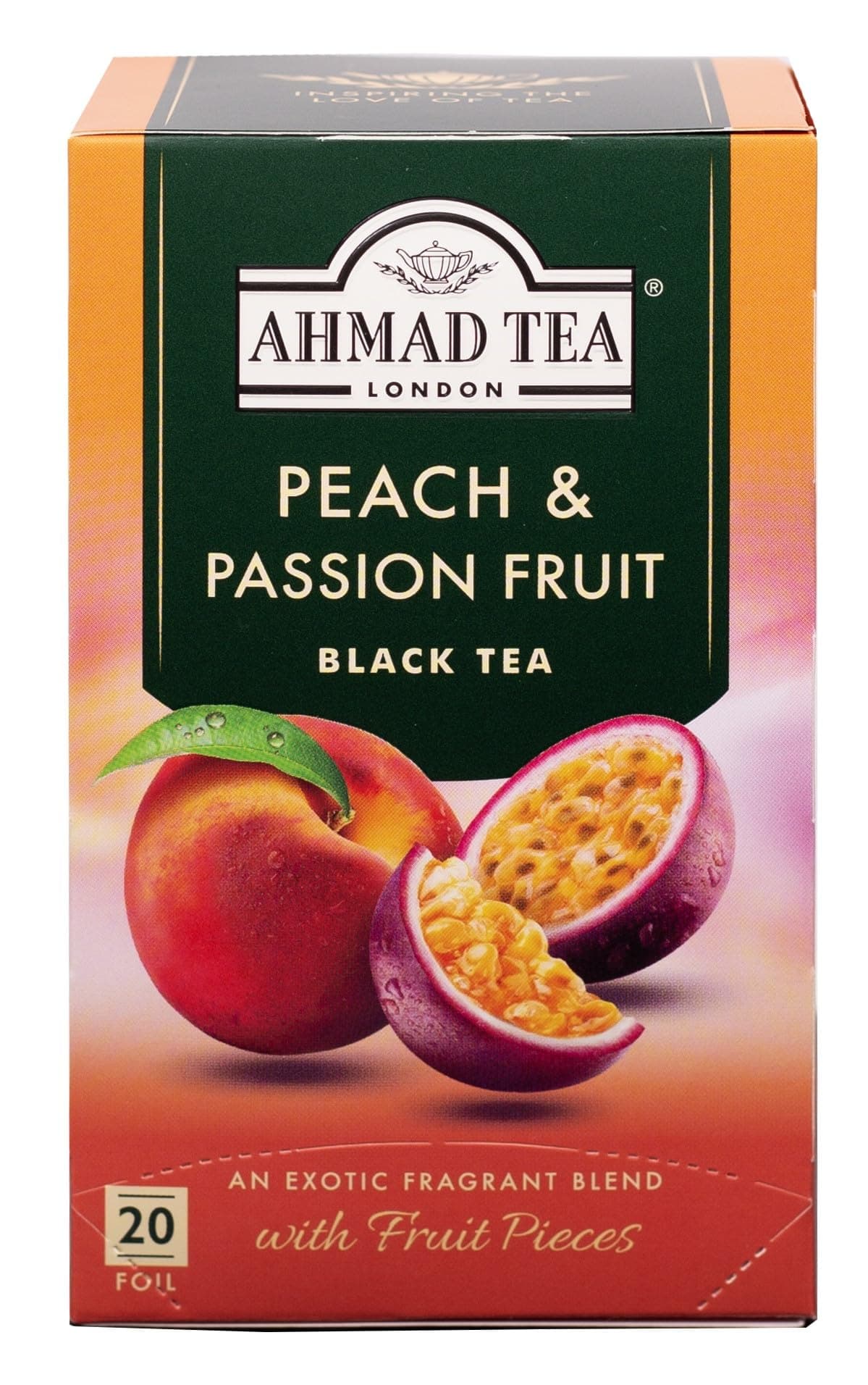 Ahmad Tea Fruit Black Tea | Peach & Passion Fruit Black Tea | 20 Teabag Sache...