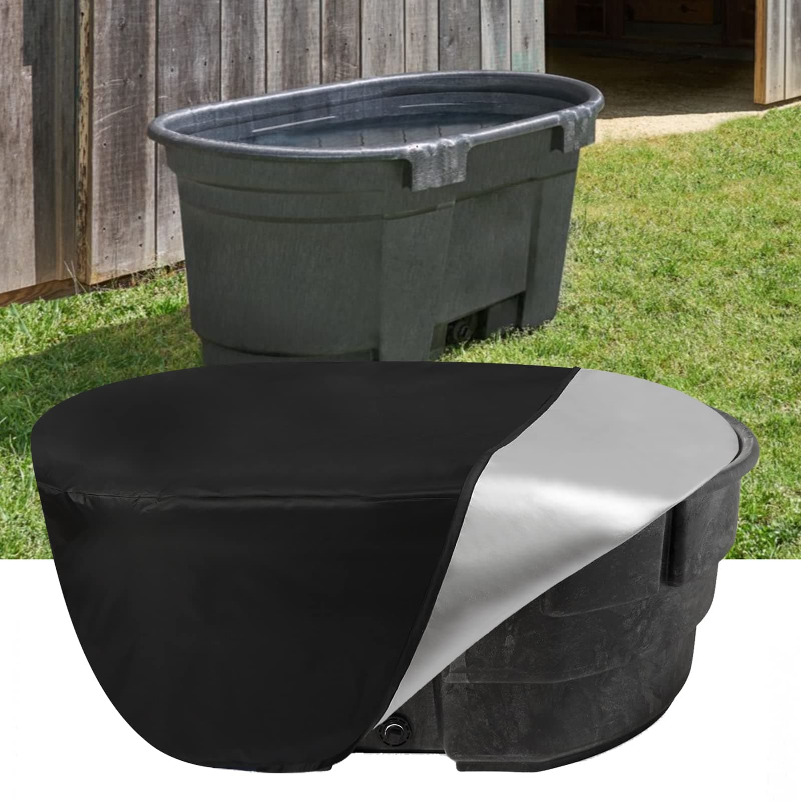 420D Oxford Stock Tank Cover, Keep Your Water Tank, Tub, Pool Clean (for Rubbermaid 100 Gallon Oval Tank)