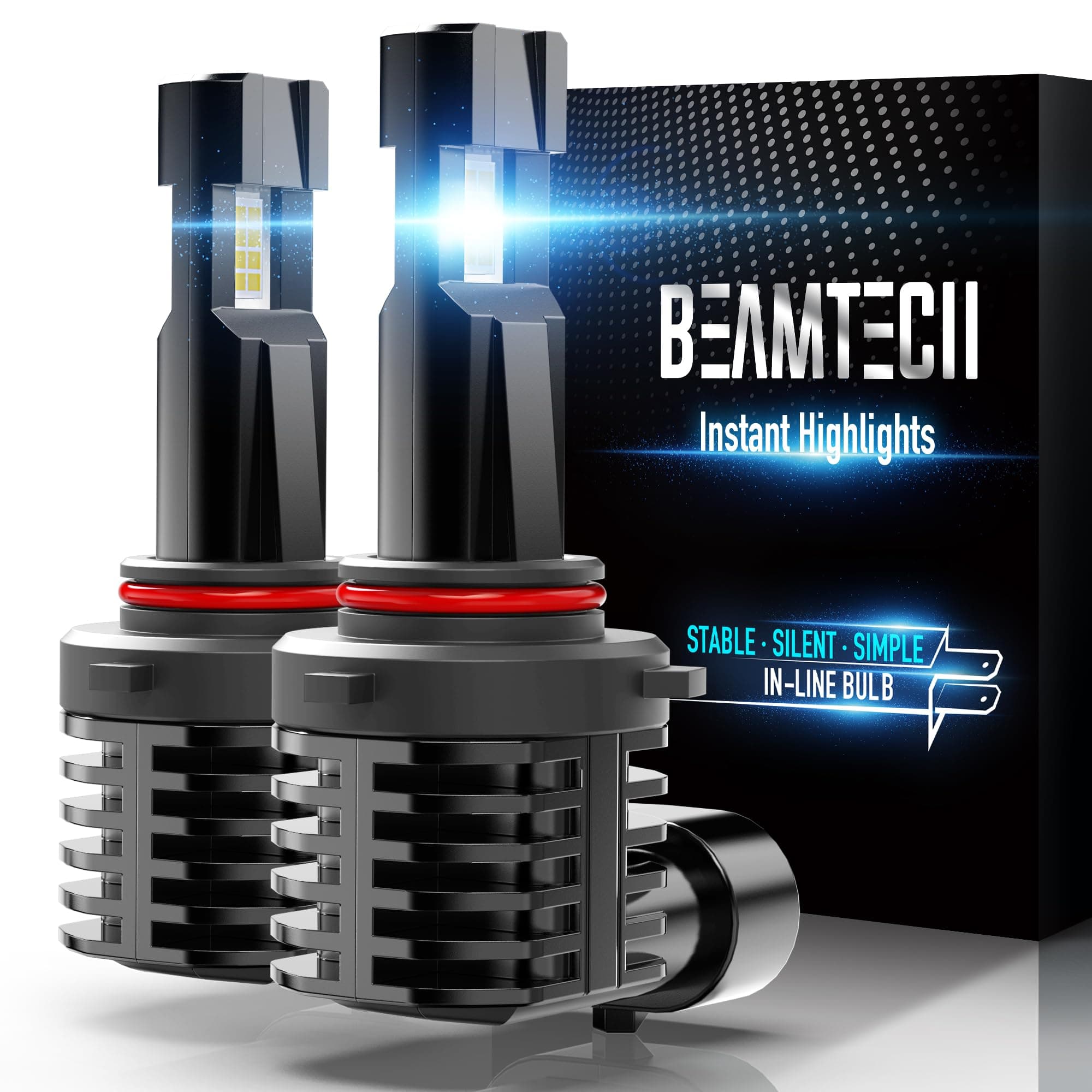 BEAMTECH 9012 Bulb, Fog Light Bulbs for ATV UTV Fanless in Line HIR2 6500K Xenon White Of 2