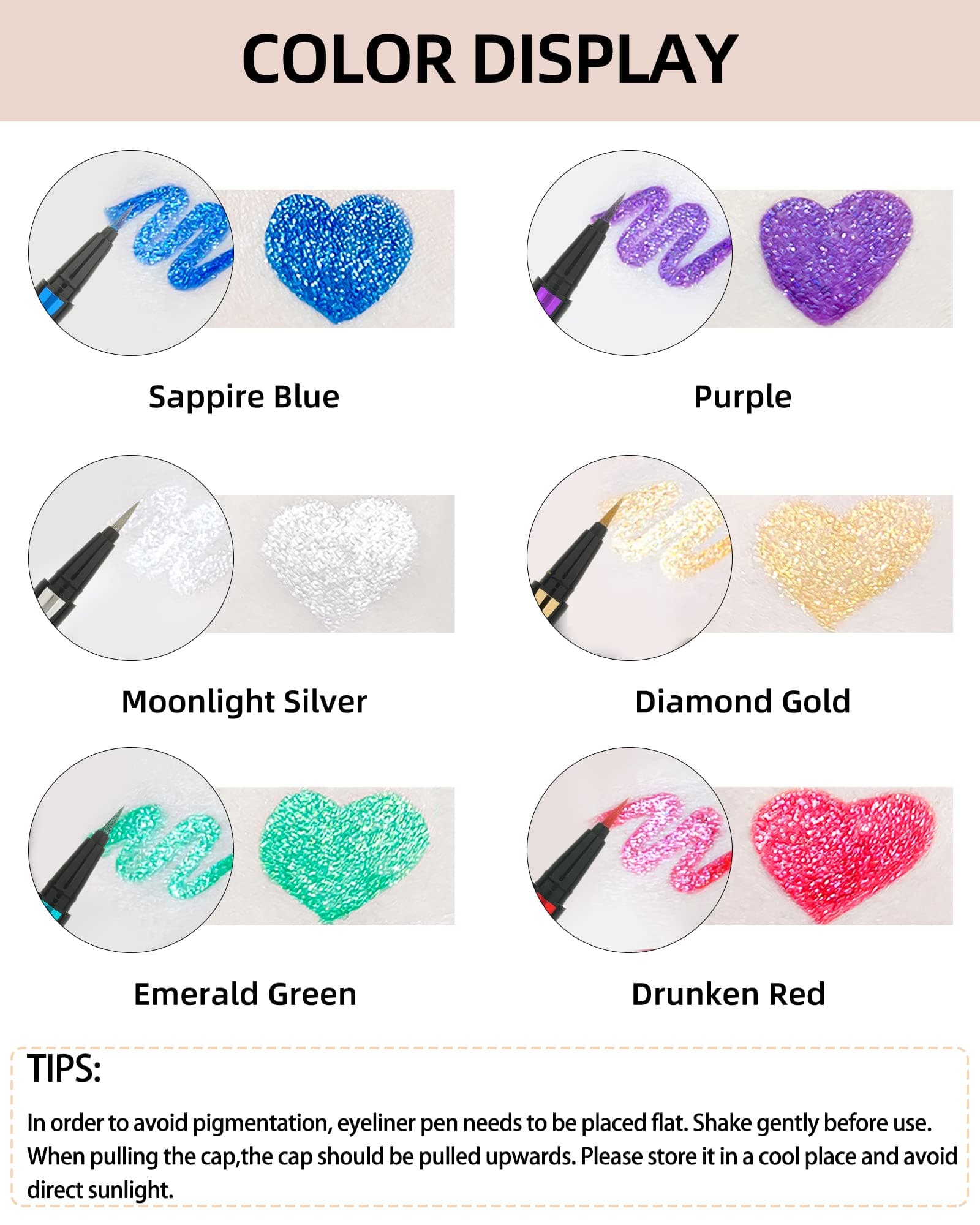 Gold Silver Glitter Liquid Eyeliner Pencil, 2 Pcs - Long Lasting, Waterproof, Smudgeproof, Pigmented, Shimmery Finish