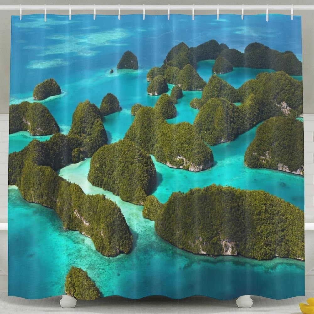Bahamas Wallpaper Shower Curtain For Bathroom Decor, Baby Polyester Fabric Shower Curtains 60 X 72 Inches