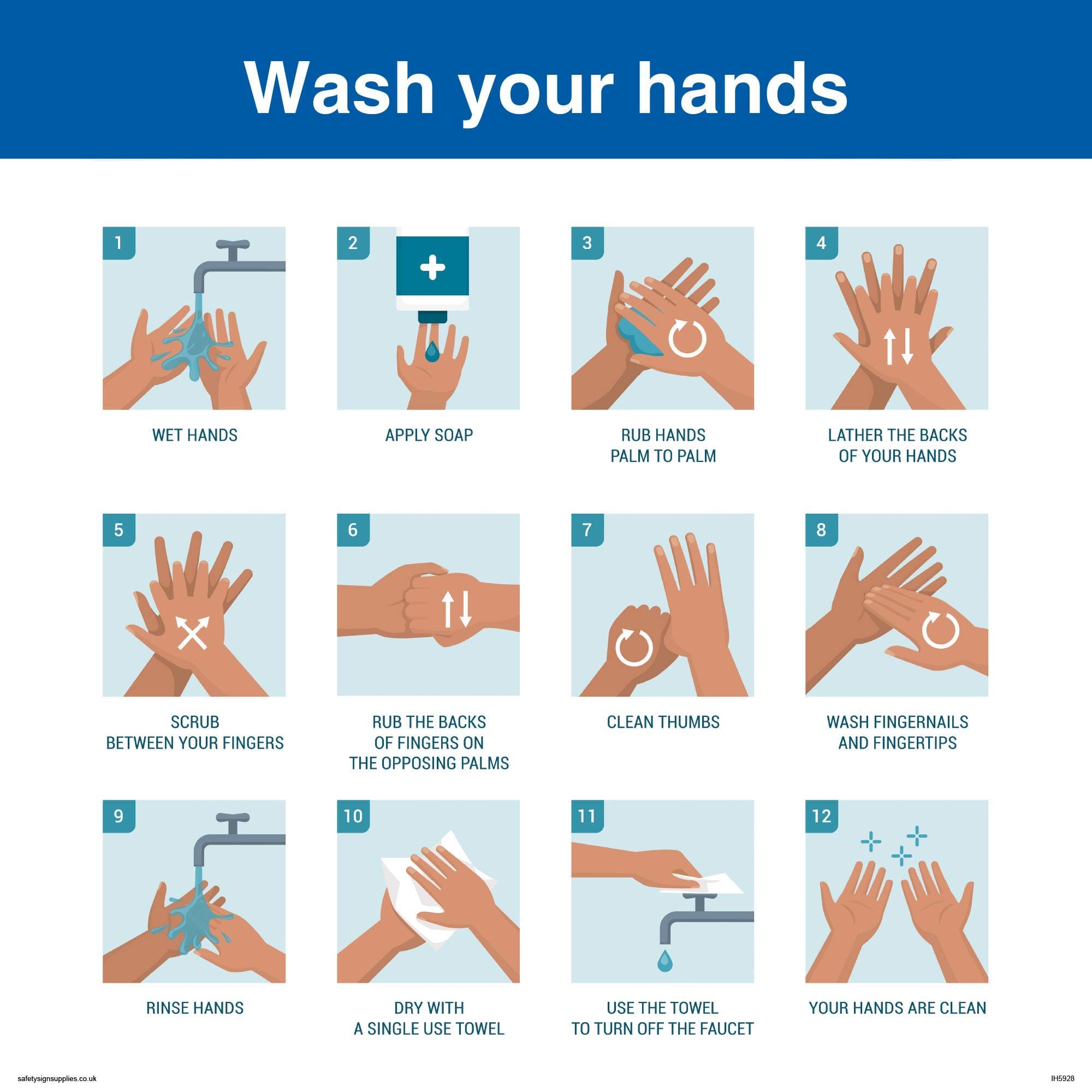 Viking Signs IH5928-S20-V Wash your hands sign - Vinyl/Sticker